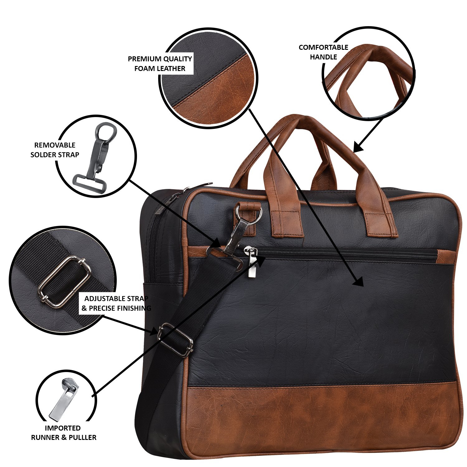 Black & Tan Color Faux Leather 10L Messenger Bag BG32