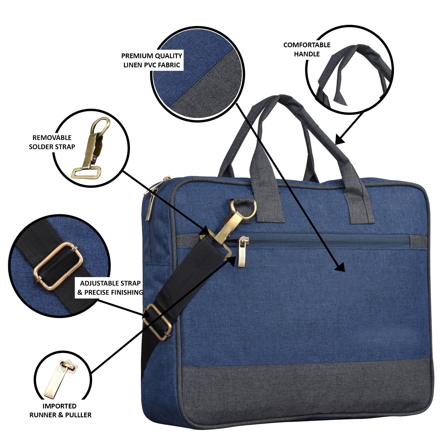 Blue & Grey Color Faux Leather 10L Messenger Bag BG34