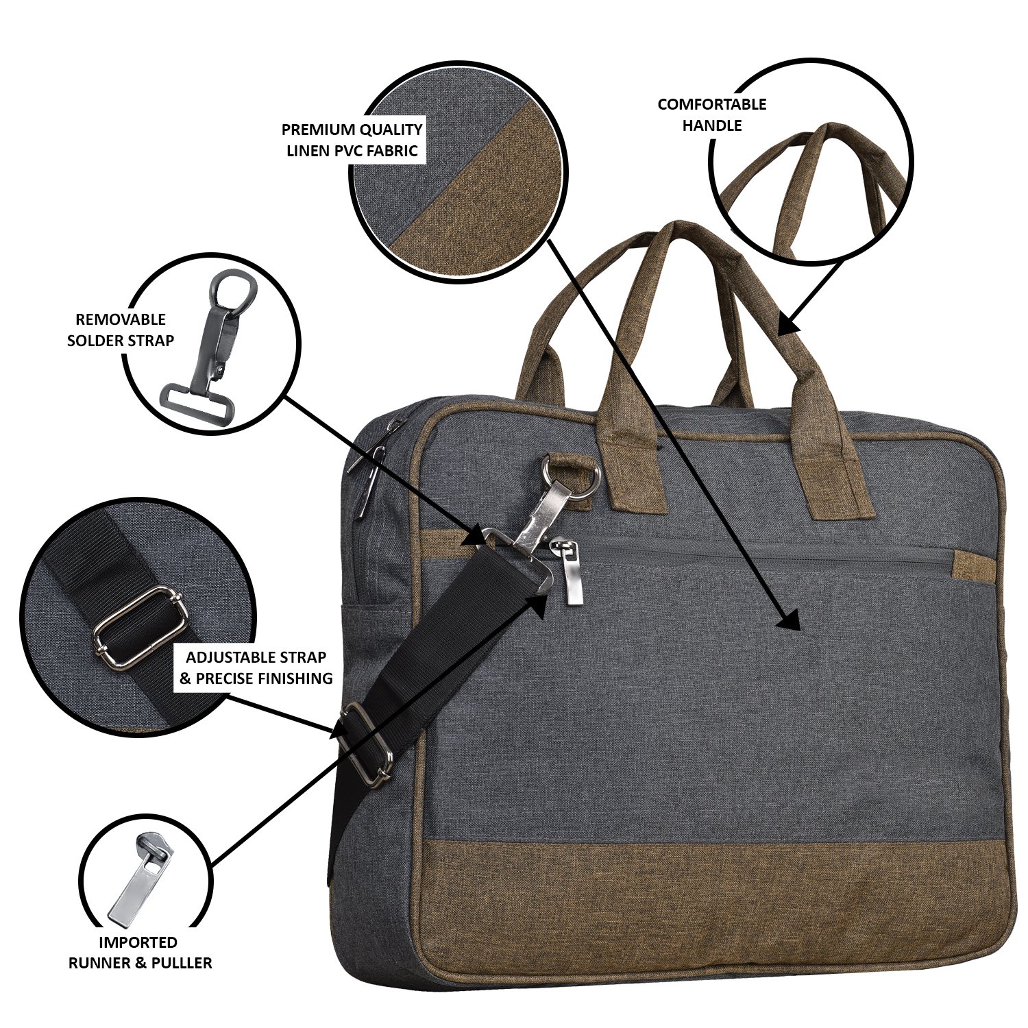 Grey & Khaki Color Faux Leather 10L Messenger Bag BG35