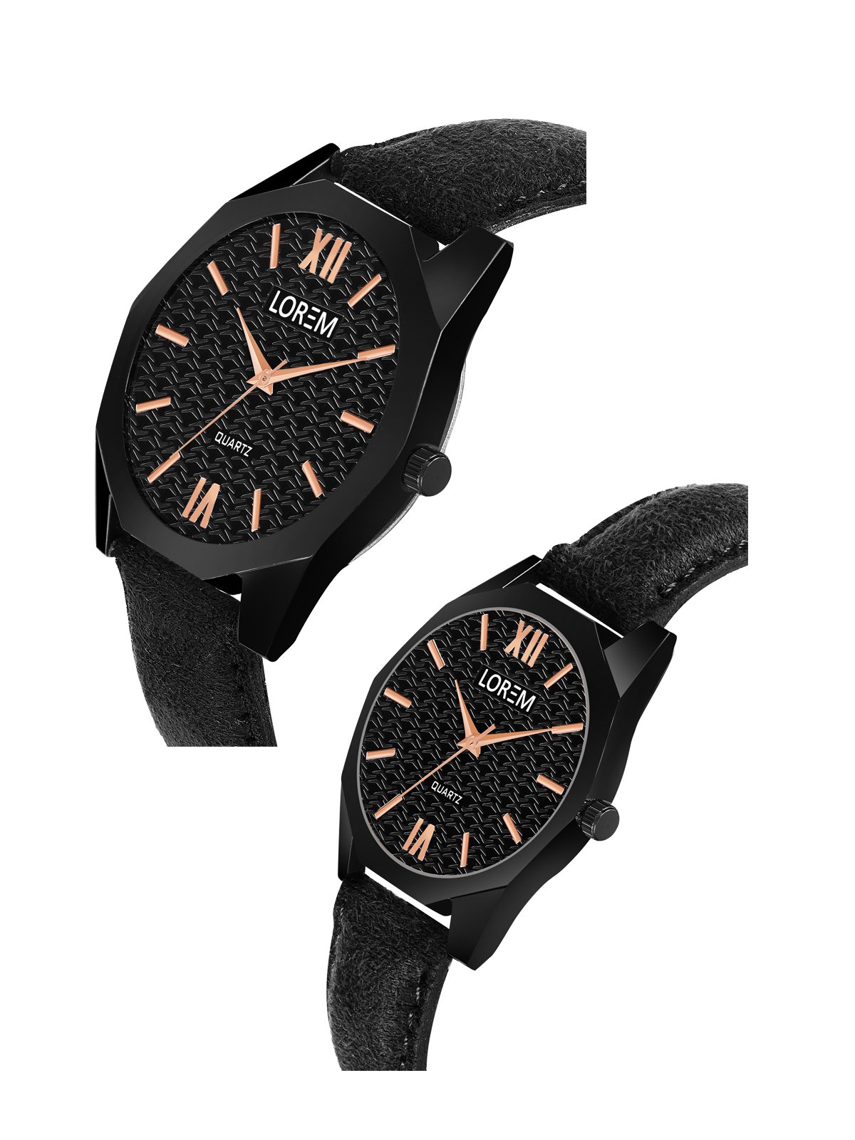 Black 3d embossed Dial Analog Watch For Lovely Couple LR81-LR328