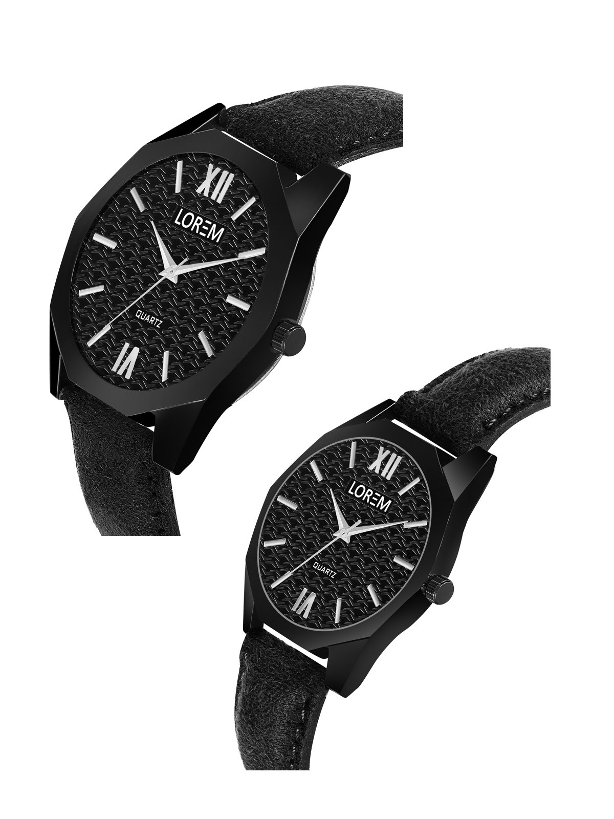 Black 3d embossed Dial Analog Watch For Lovely Couple LR82-LR329