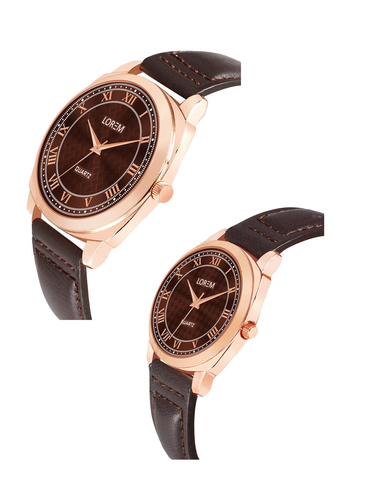 Brown Cubic Designer Printed Dial Analog Watch For Lovely Couple LR89-LR336
