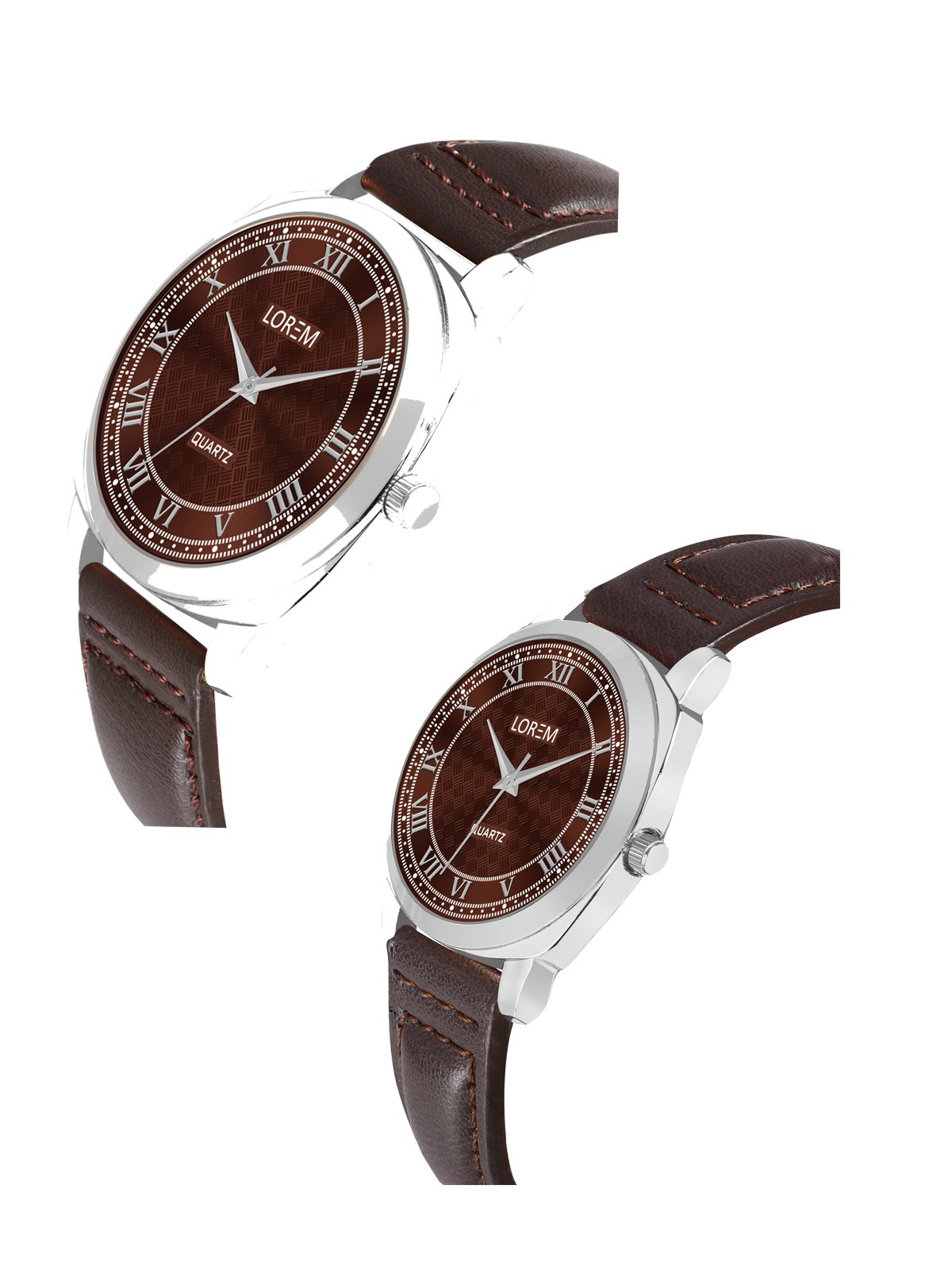 Brown Cubic Designer Printed Dial Analog Watch For Lovely Couple LR91-LR338