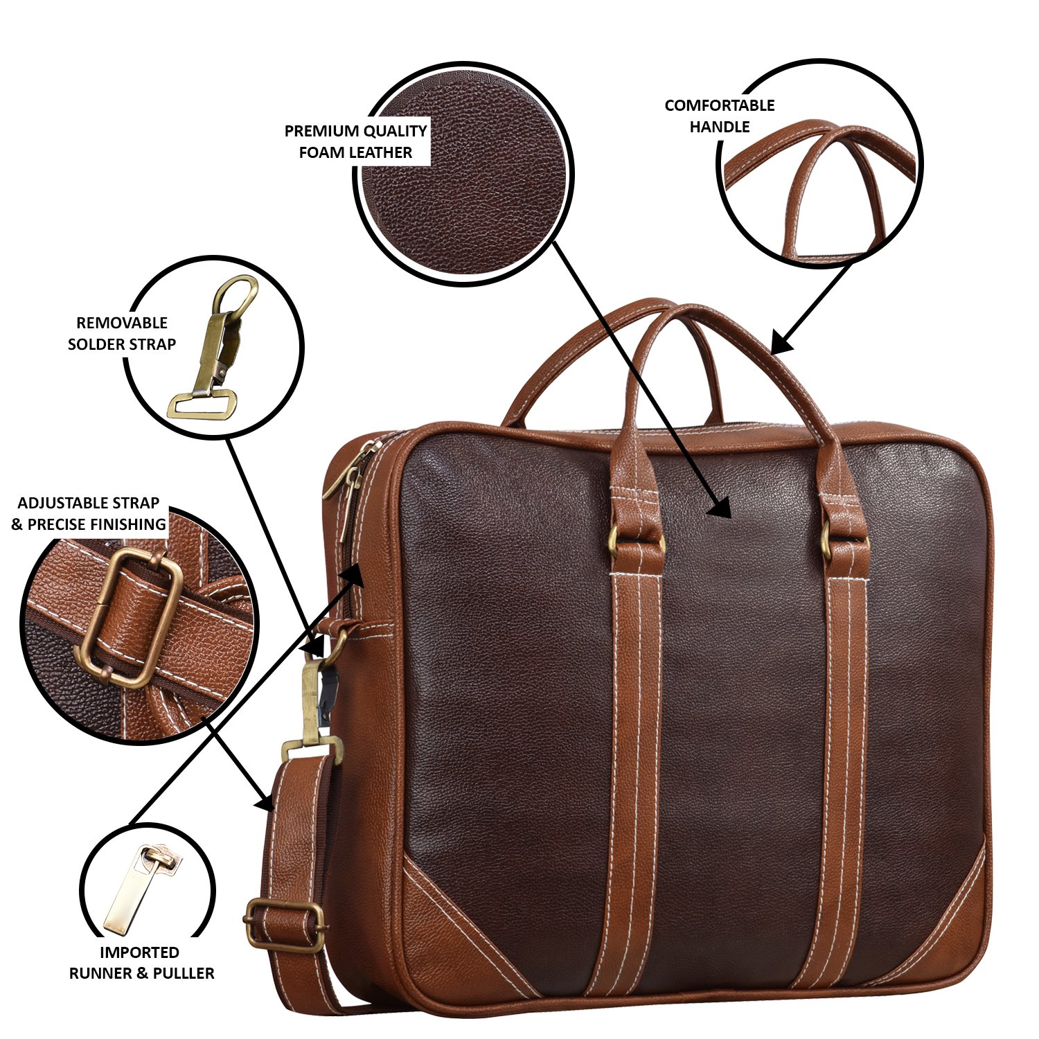 Brown & Tan Color Faux Leather 10L Messenger Bag BG42