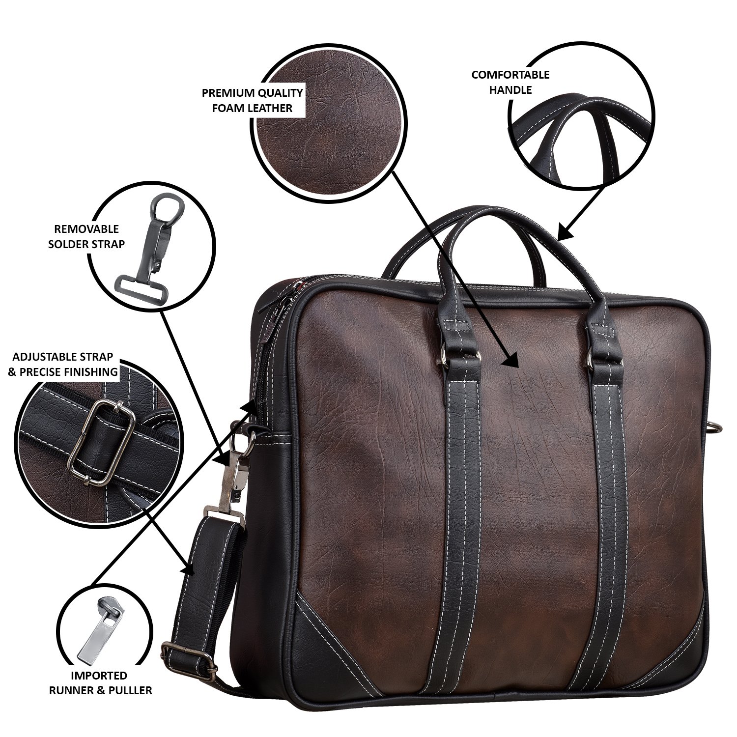 Brown & Black Color Faux Leather 10L Messenger Bag BG44