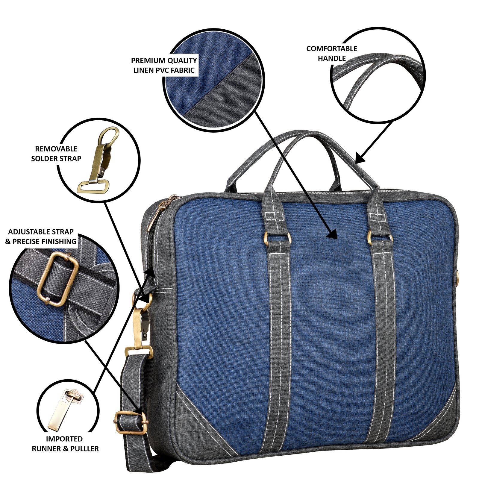 Blue & Grey Color Linen 10L Messenger Bag BG45