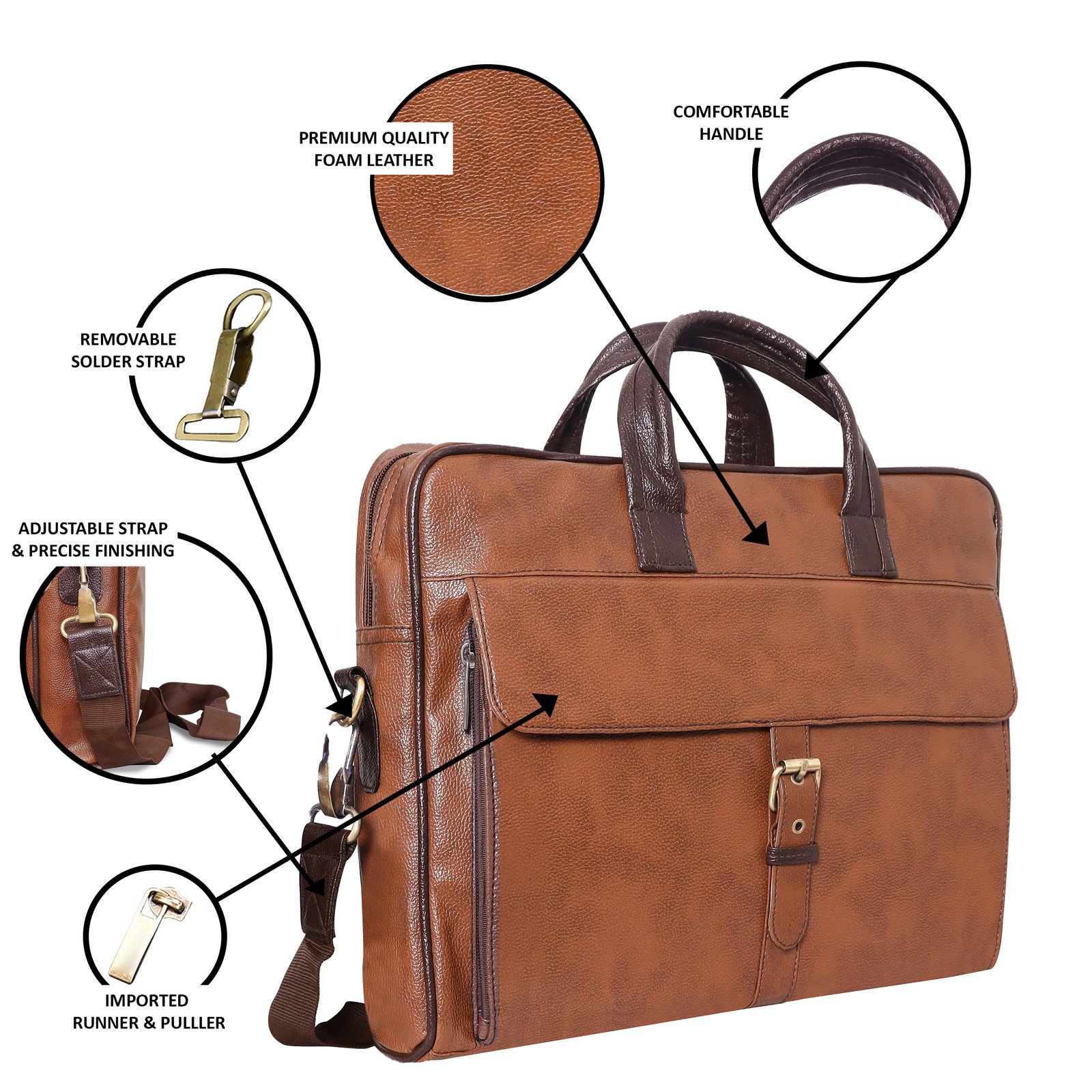 Tan Color Faux Leather 10L Messenger Bag BG54