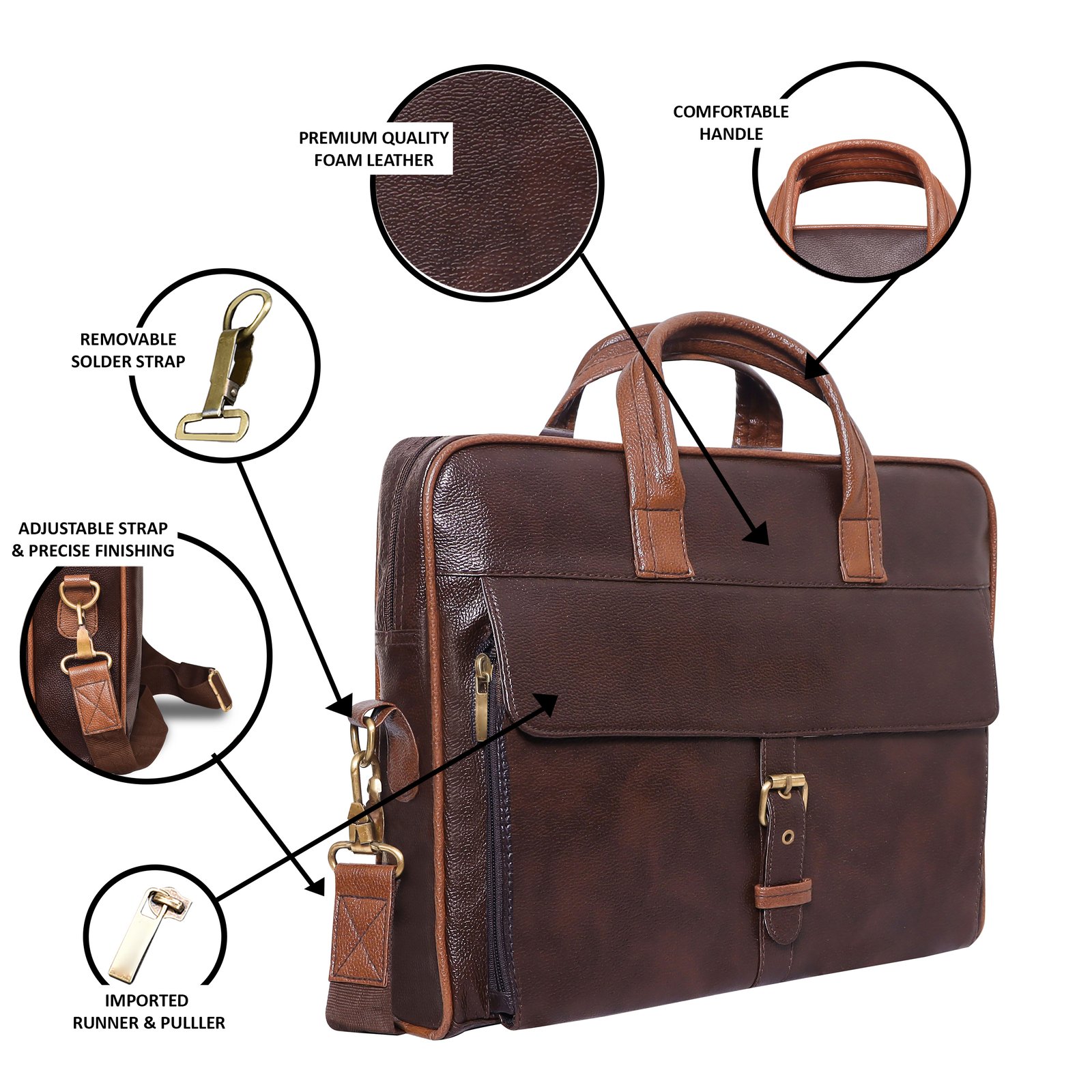 Brown Color Faux Leather 10L Messenger Bag BG55