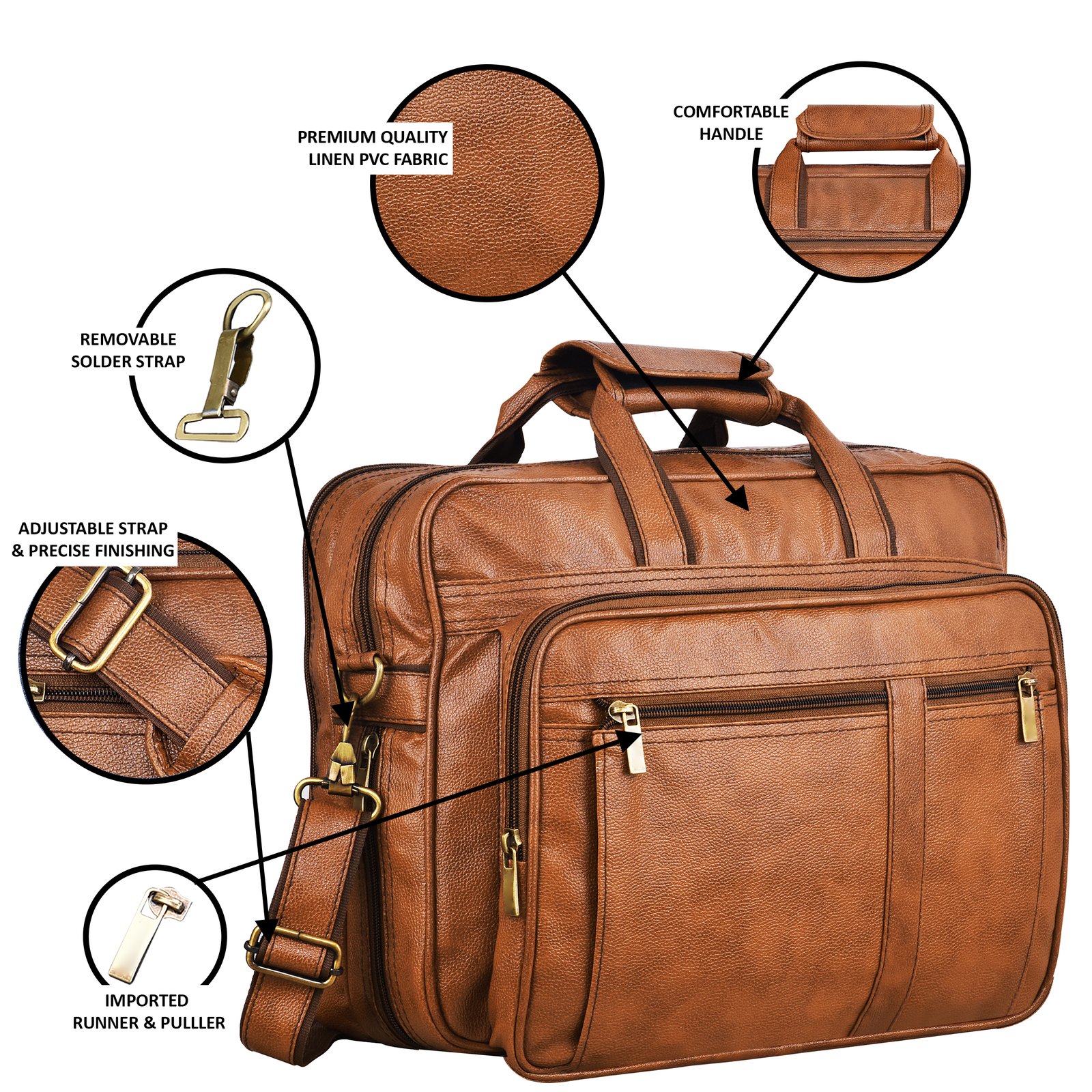 Tan Color Faux Leather 28L Messenger Bag BG60