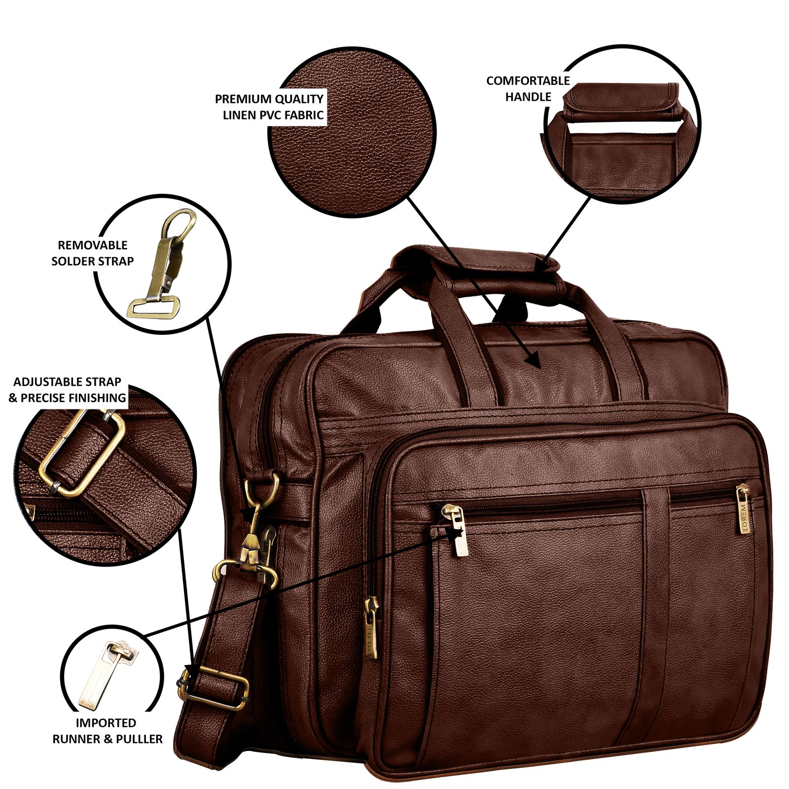 Brown Color Faux Leather 28L Messenger Bag BG61