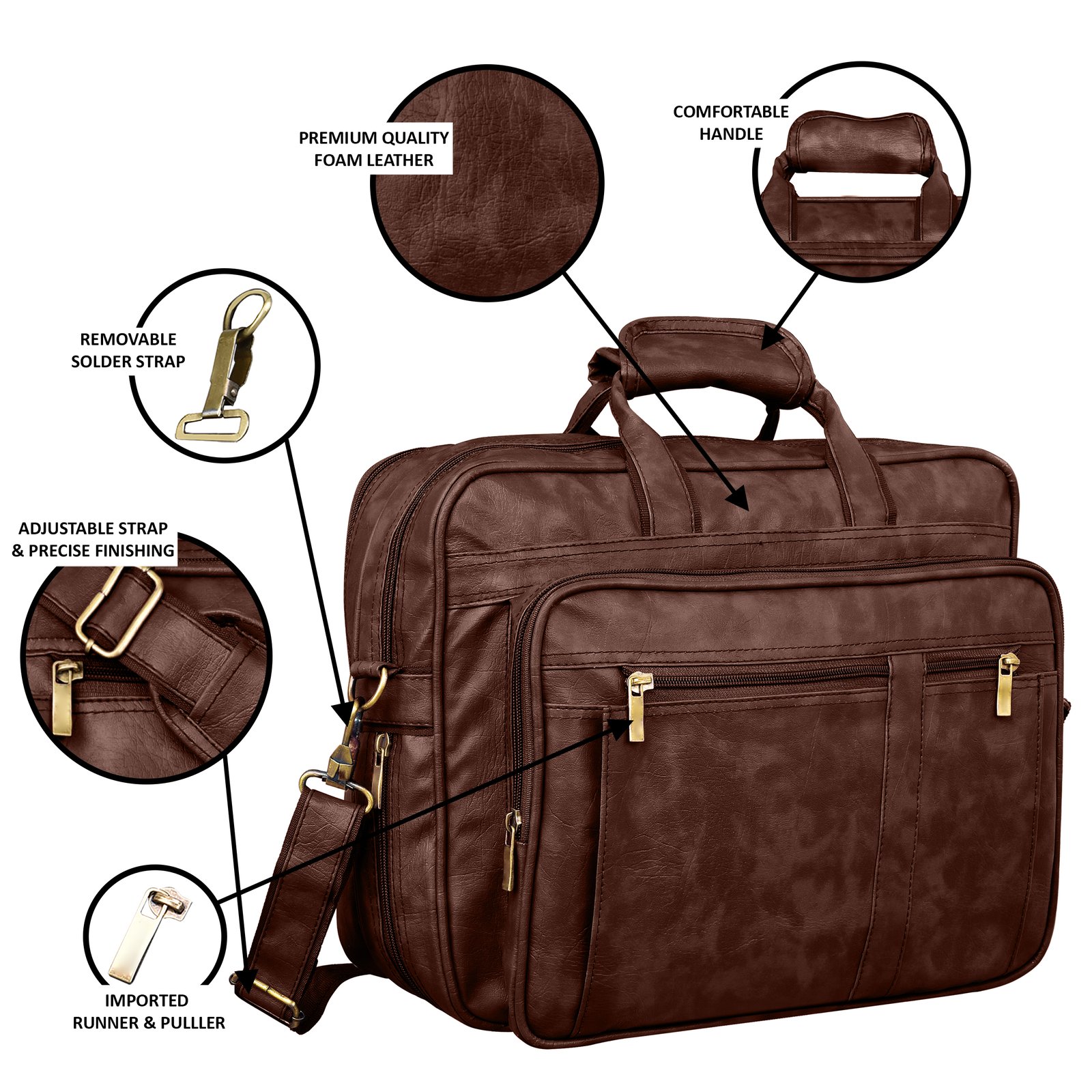 Brown Color Faux Leather 28L Messenger Bag BG63