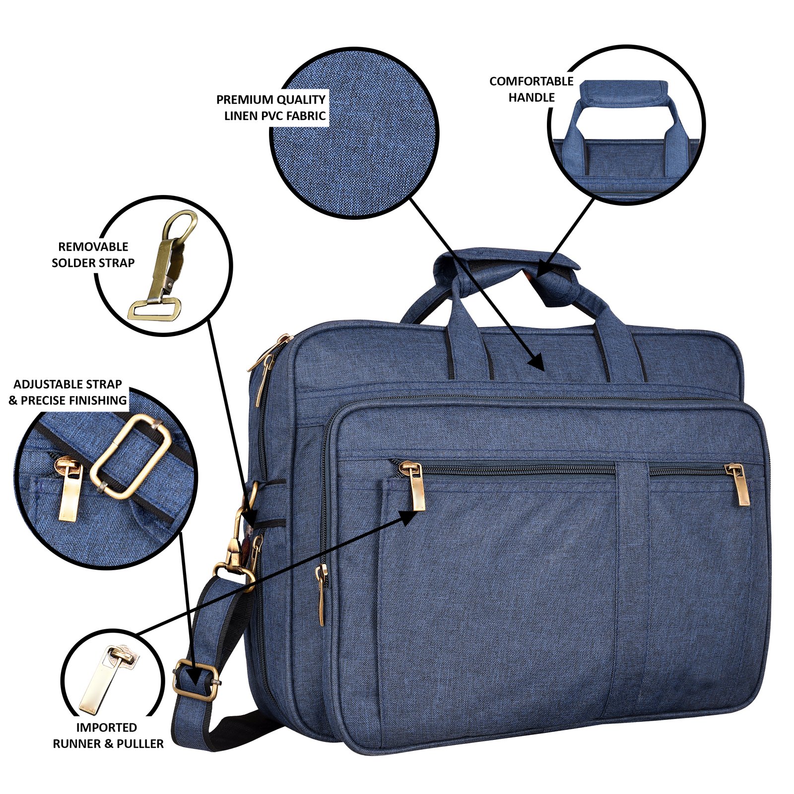 Blue Color Linen 28L Messenger Bag BG64