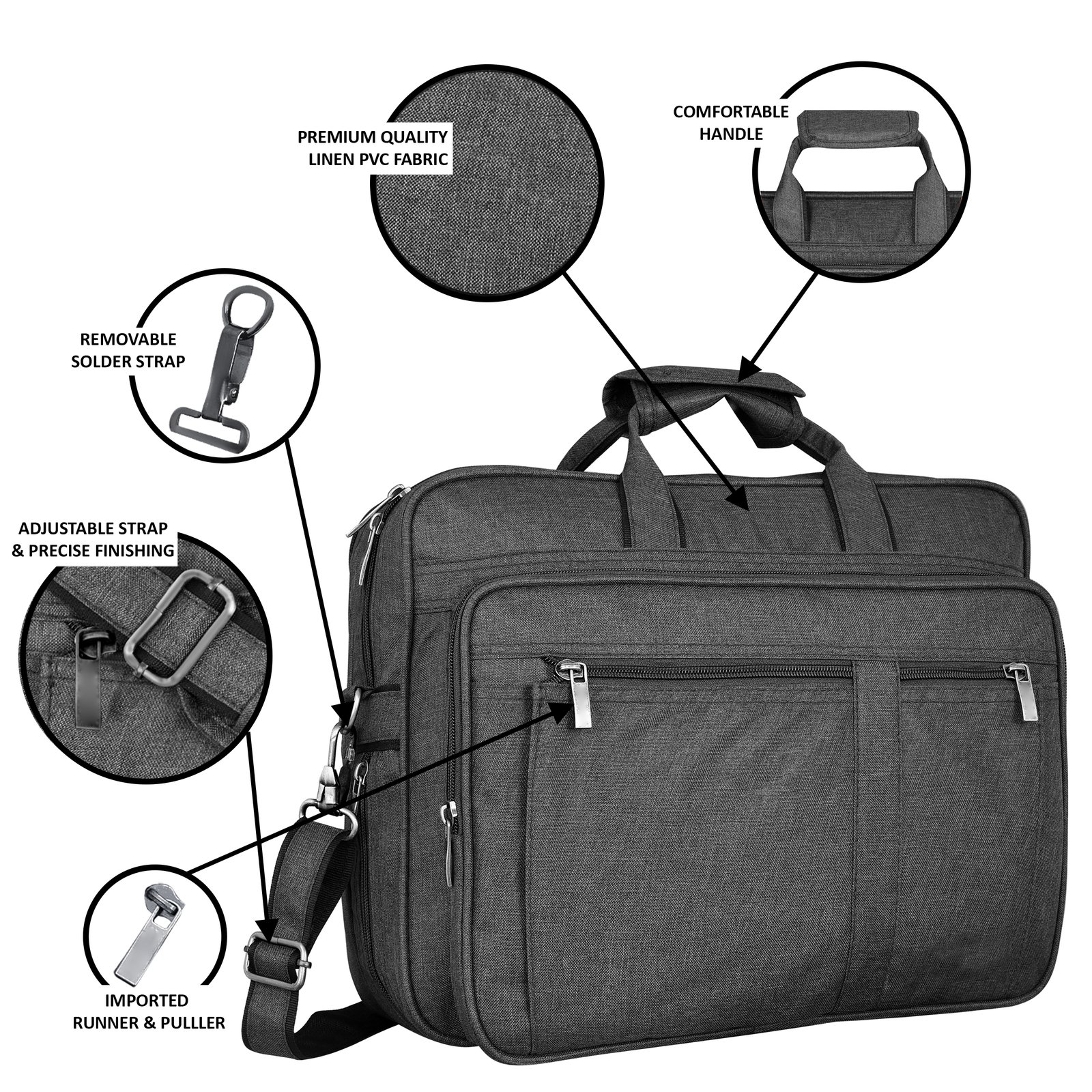 Grey Color Linen 28L Messenger Bag BG65