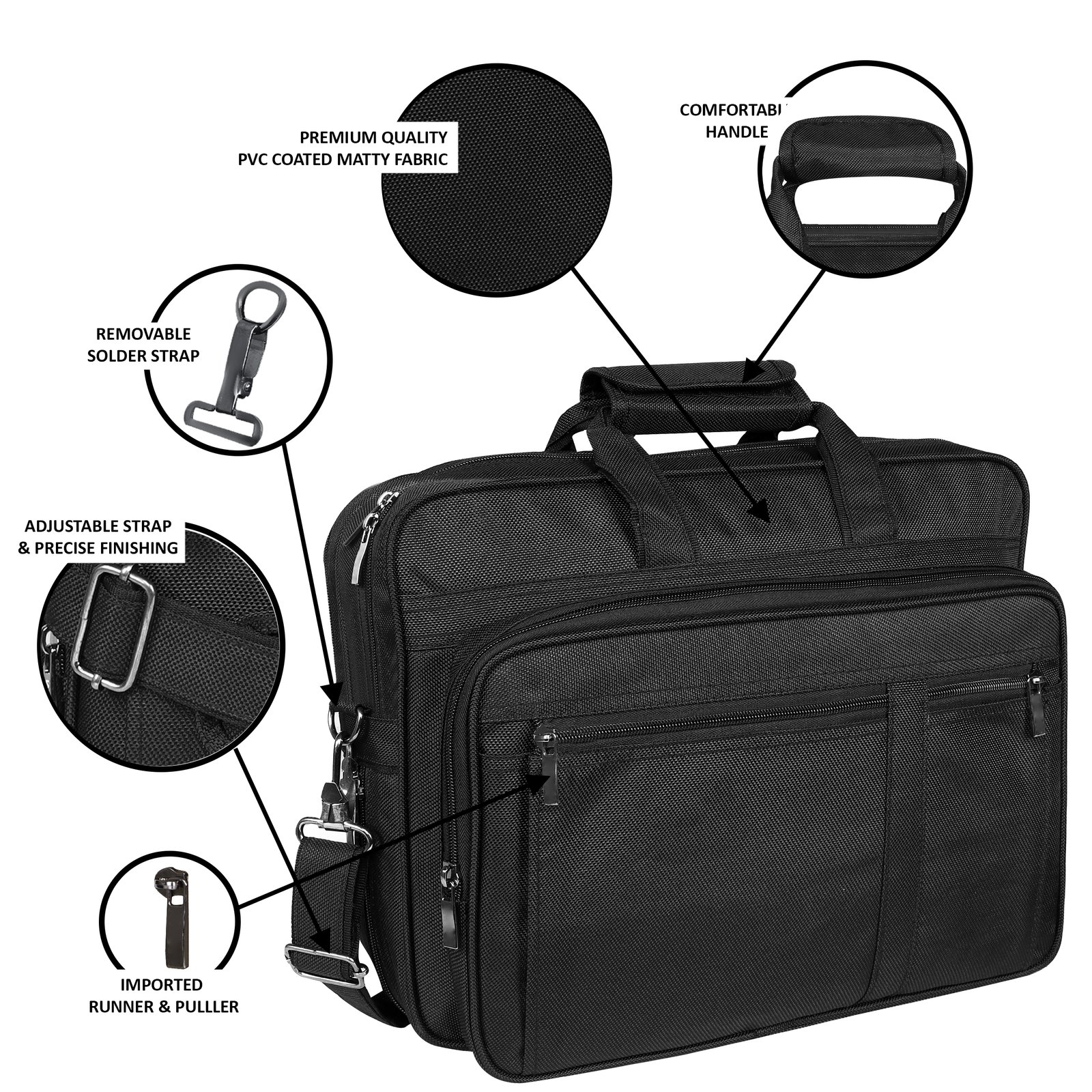 Black Color Linen fabric 28L Messenger Bag BG66