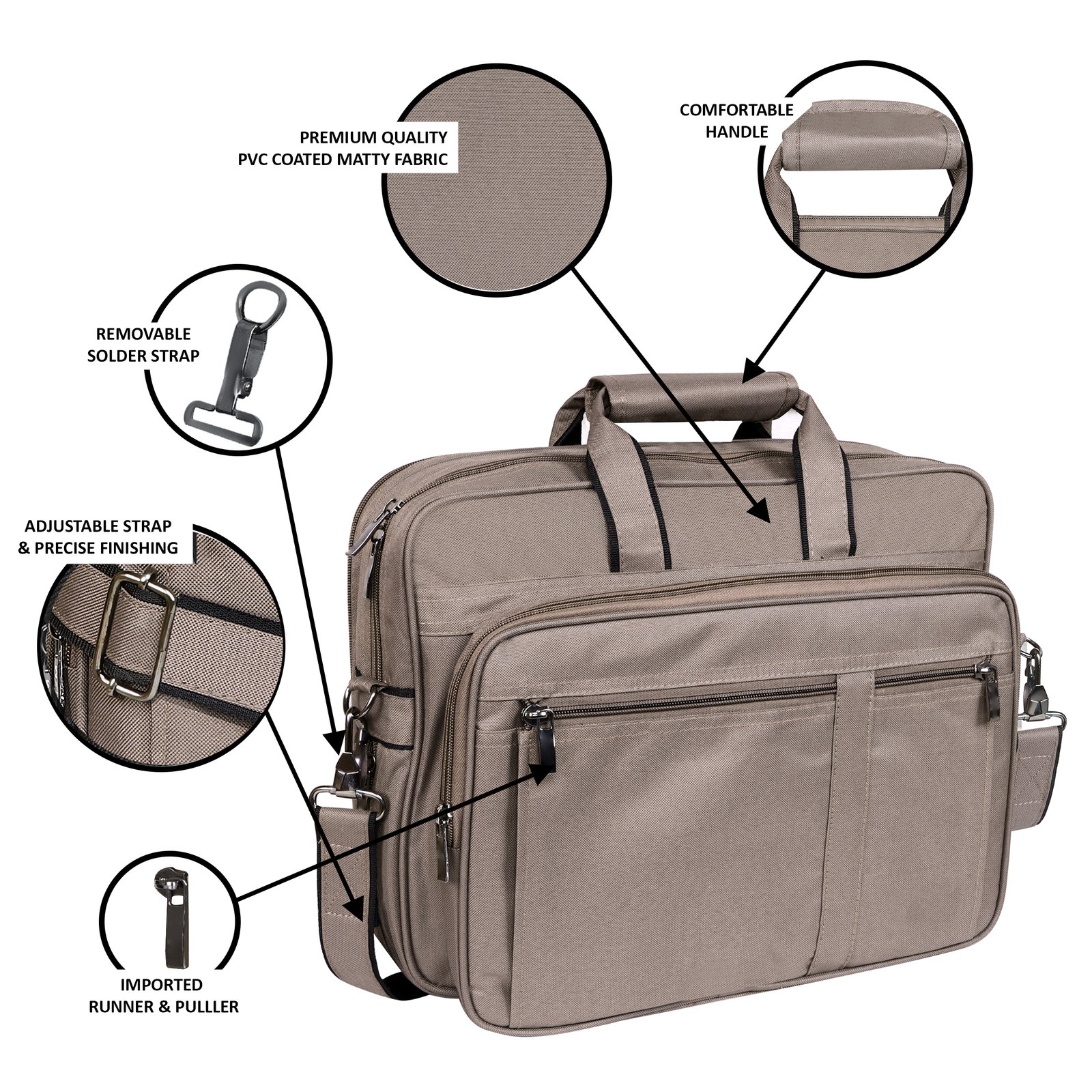 Grey Color Linen fabric 28L Messenger Bag BG67