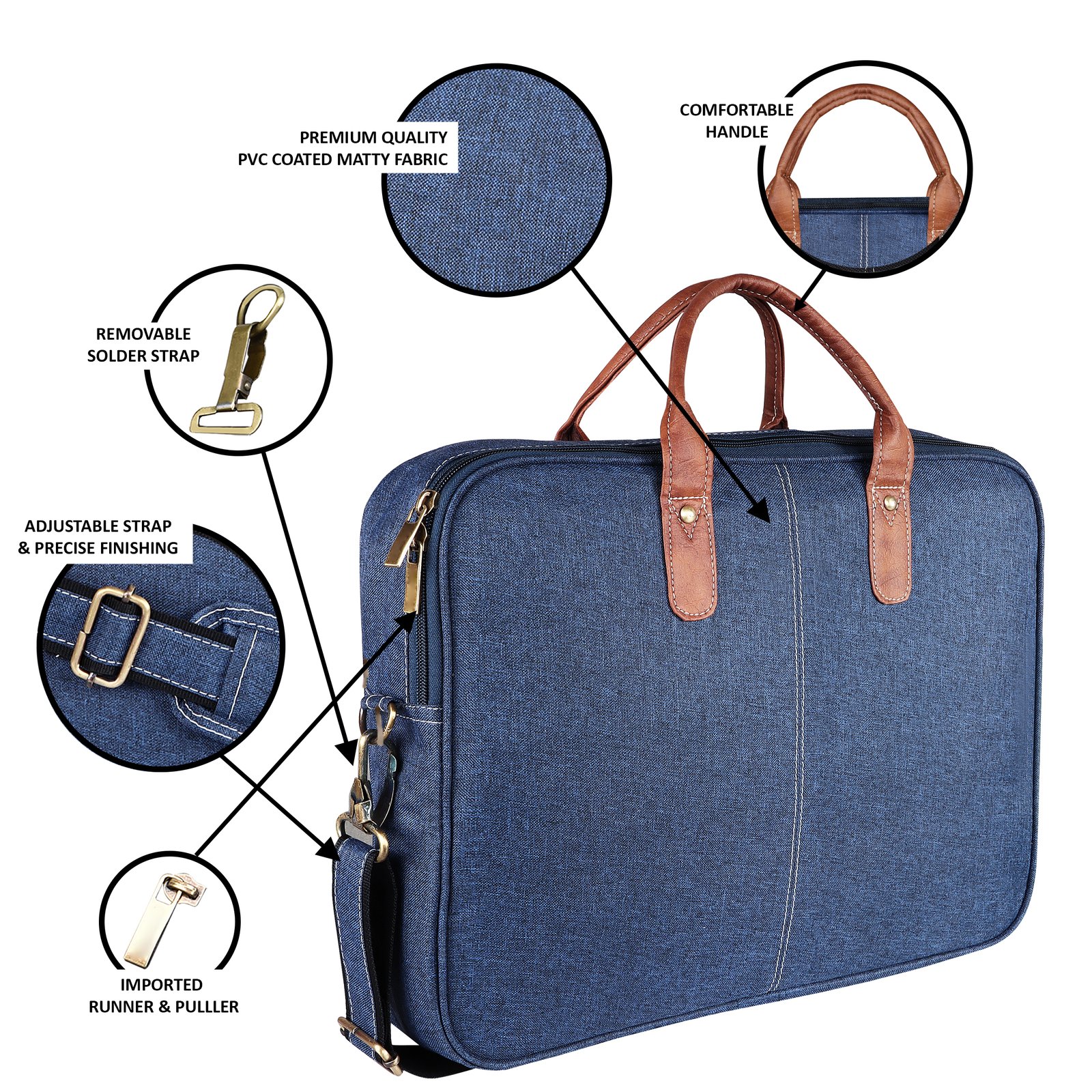 Blue Color Linen fabric 10L Messenger Bag BG74