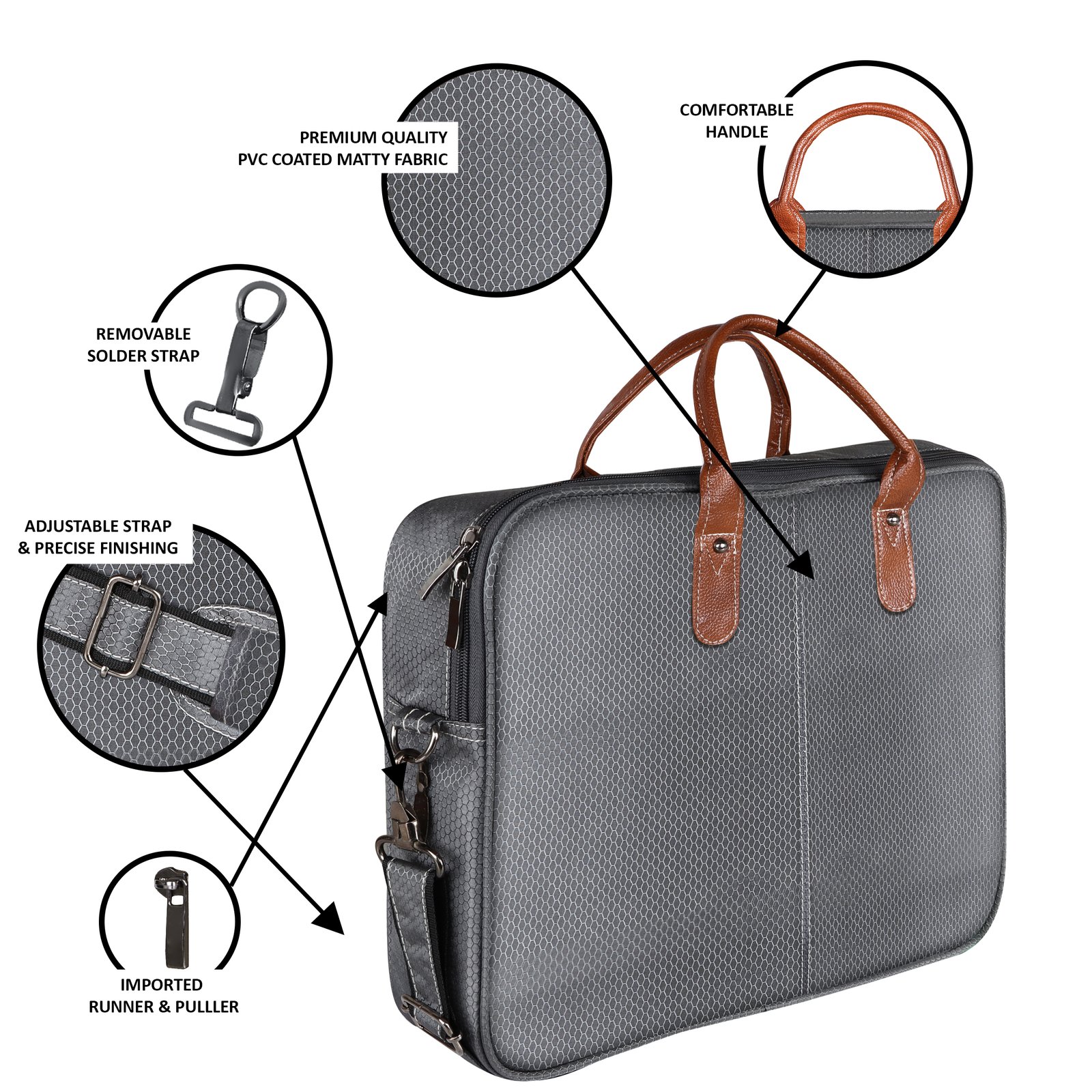 Grey Color Linen fabric 10L Messenger Bag BG75