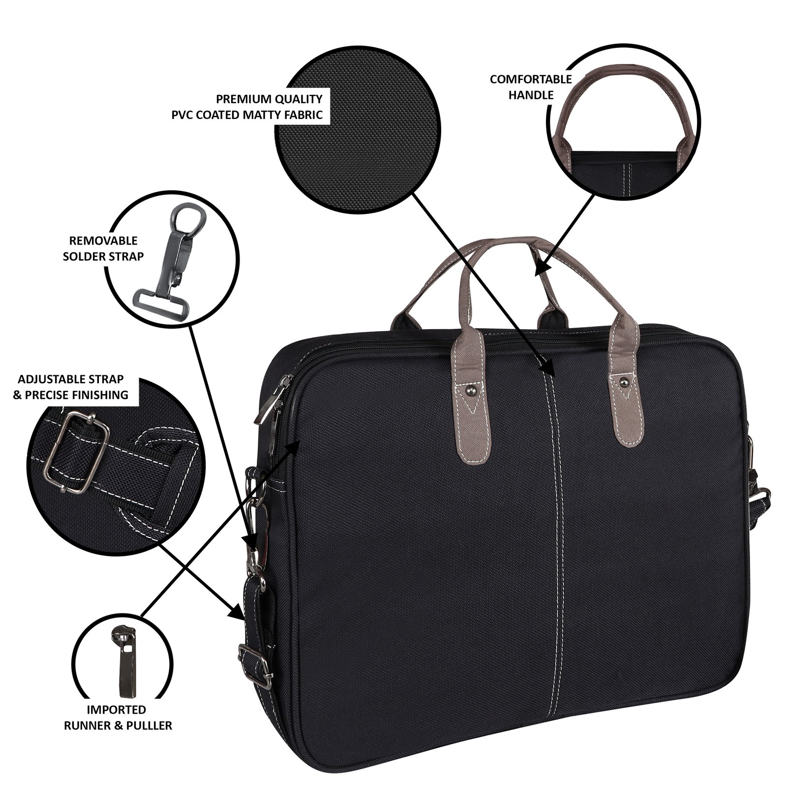 Black Color PVC Coated Fabric 10L Messenger Bag BG76