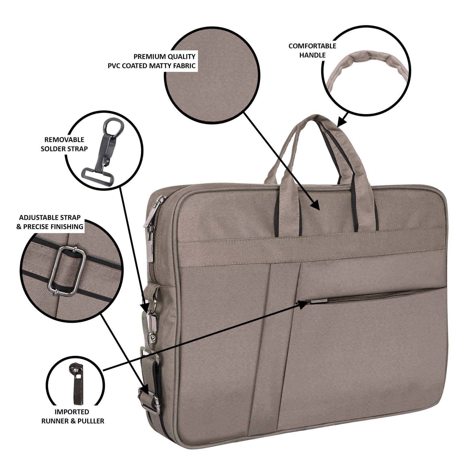 Grey Color Linen fabric 10L Messenger Bag BG79