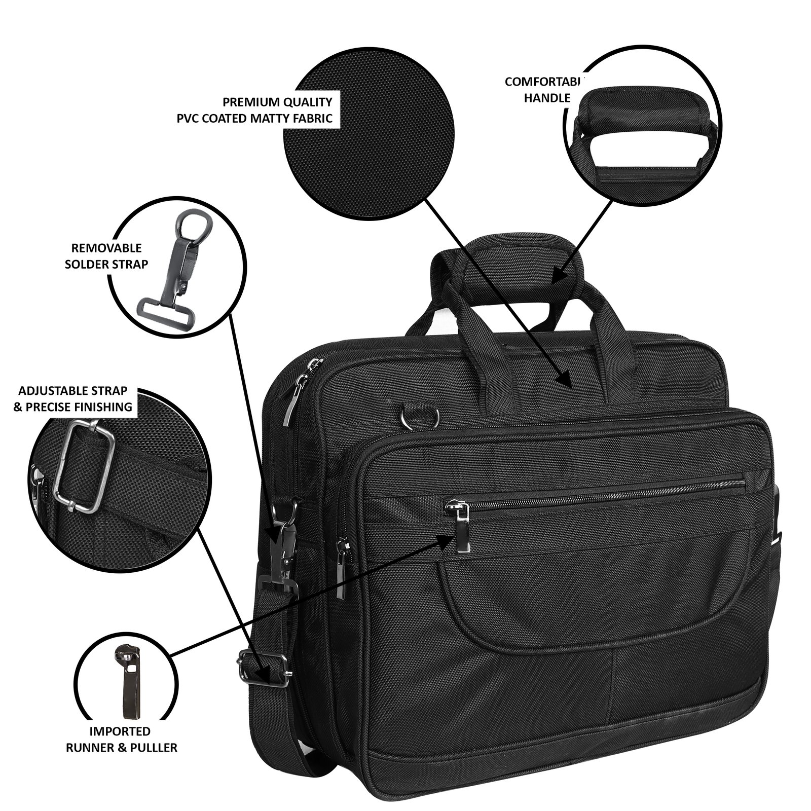 Black Color Linen fabric 28L Messenger Bag BG80