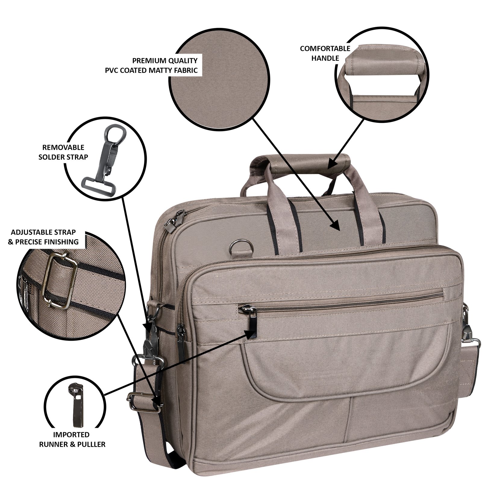 Grey Color Linen fabric 28L Messenger Bag BG81