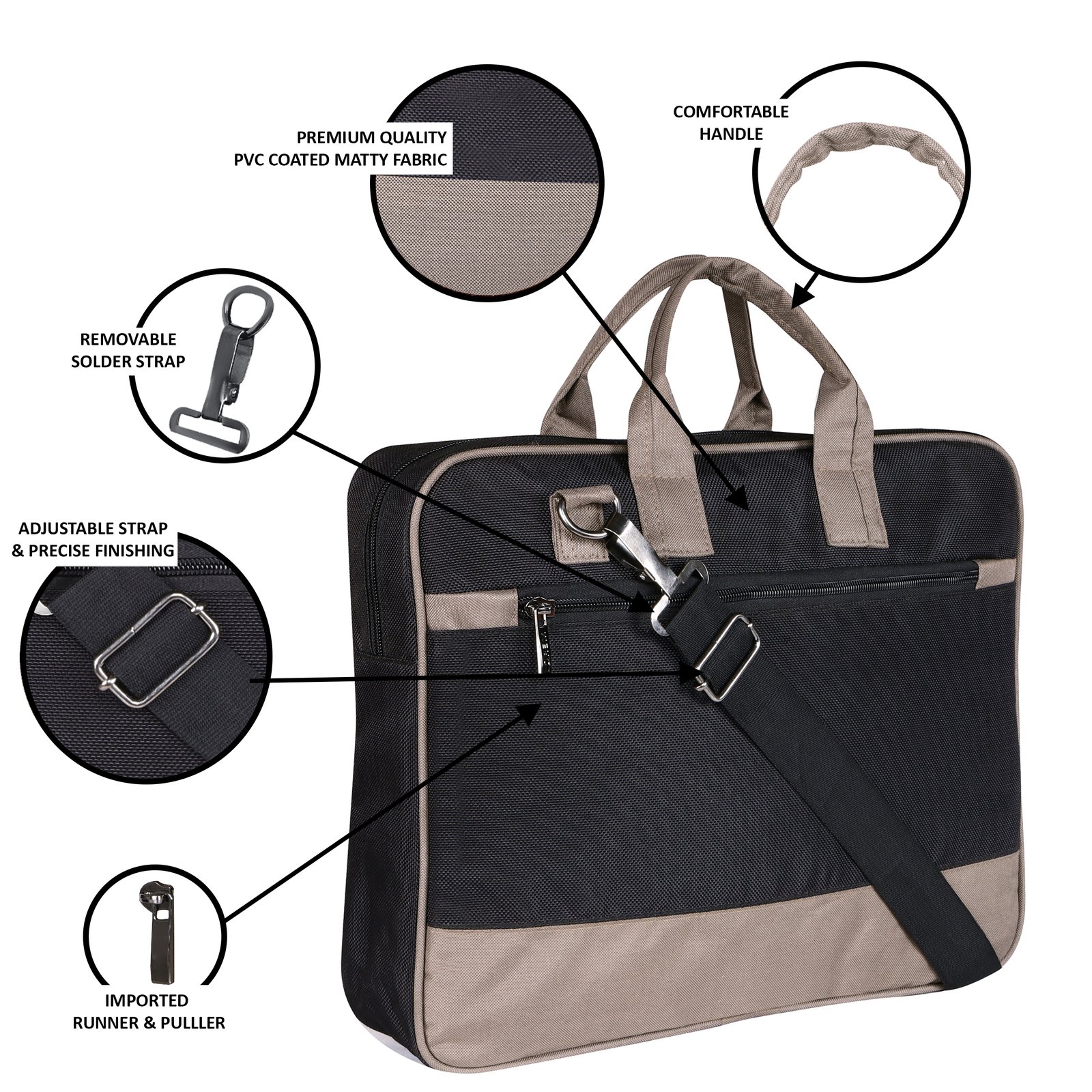 Black Color PVC Coated Fabric 10L Messenger Bag BG83