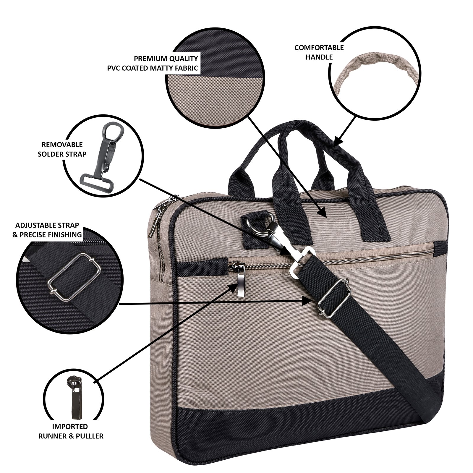 Grey Color PVC Coated Fabric 10L Messenger Bag BG84