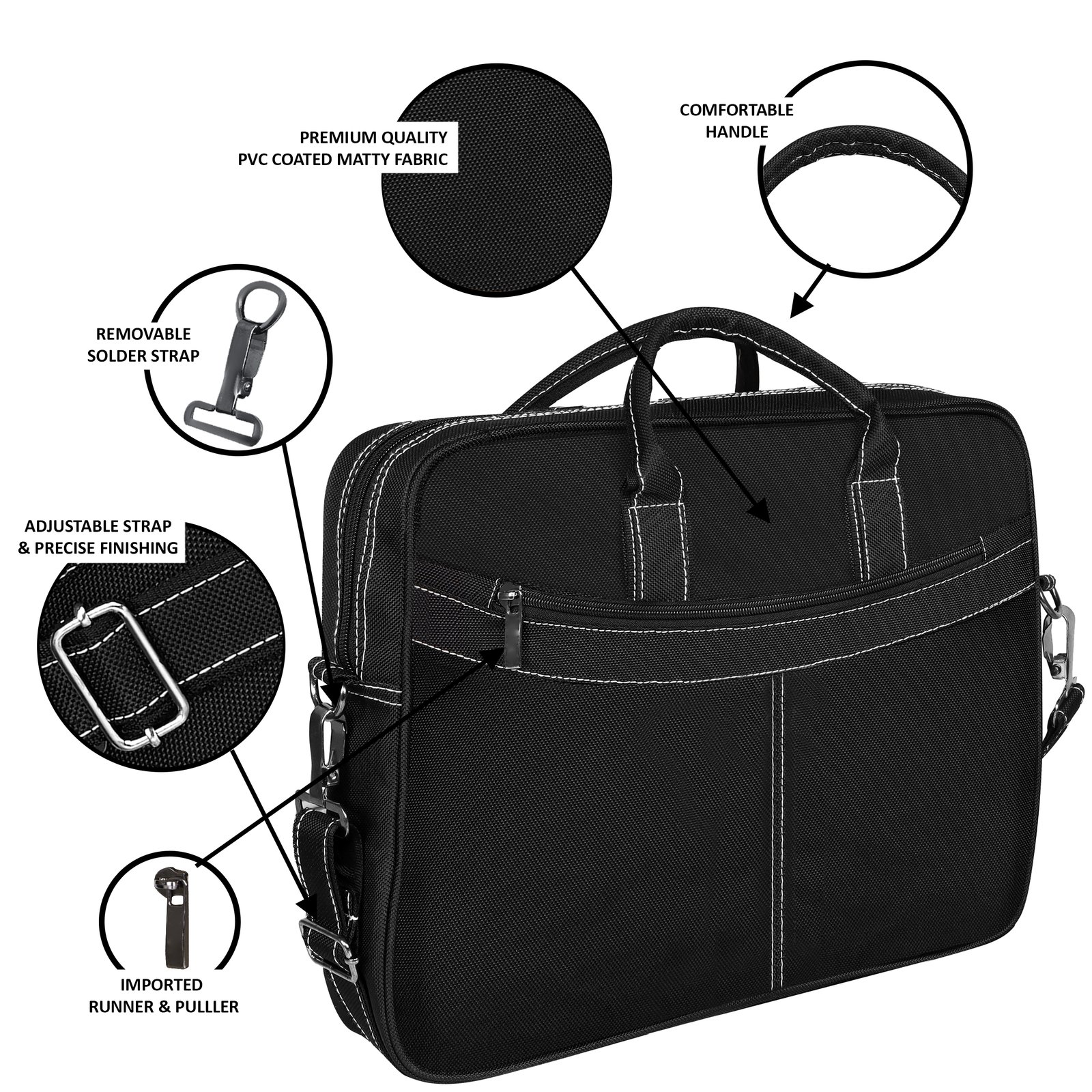 Black Color Linen fabric 10L Messenger Bag BG85