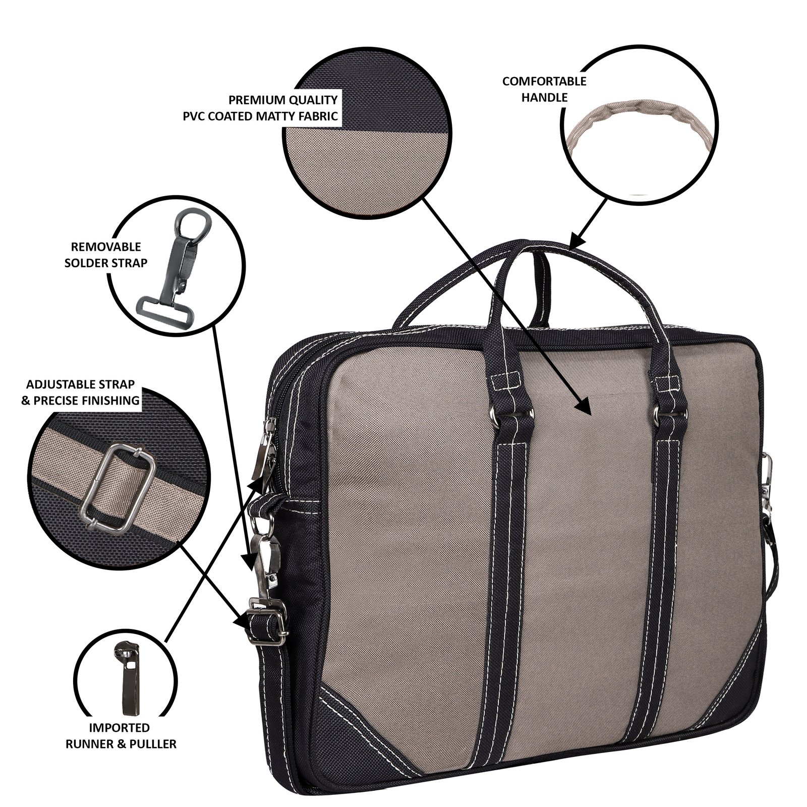 Grey Color PVC Coated Fabric 10L Messenger Bag BG87