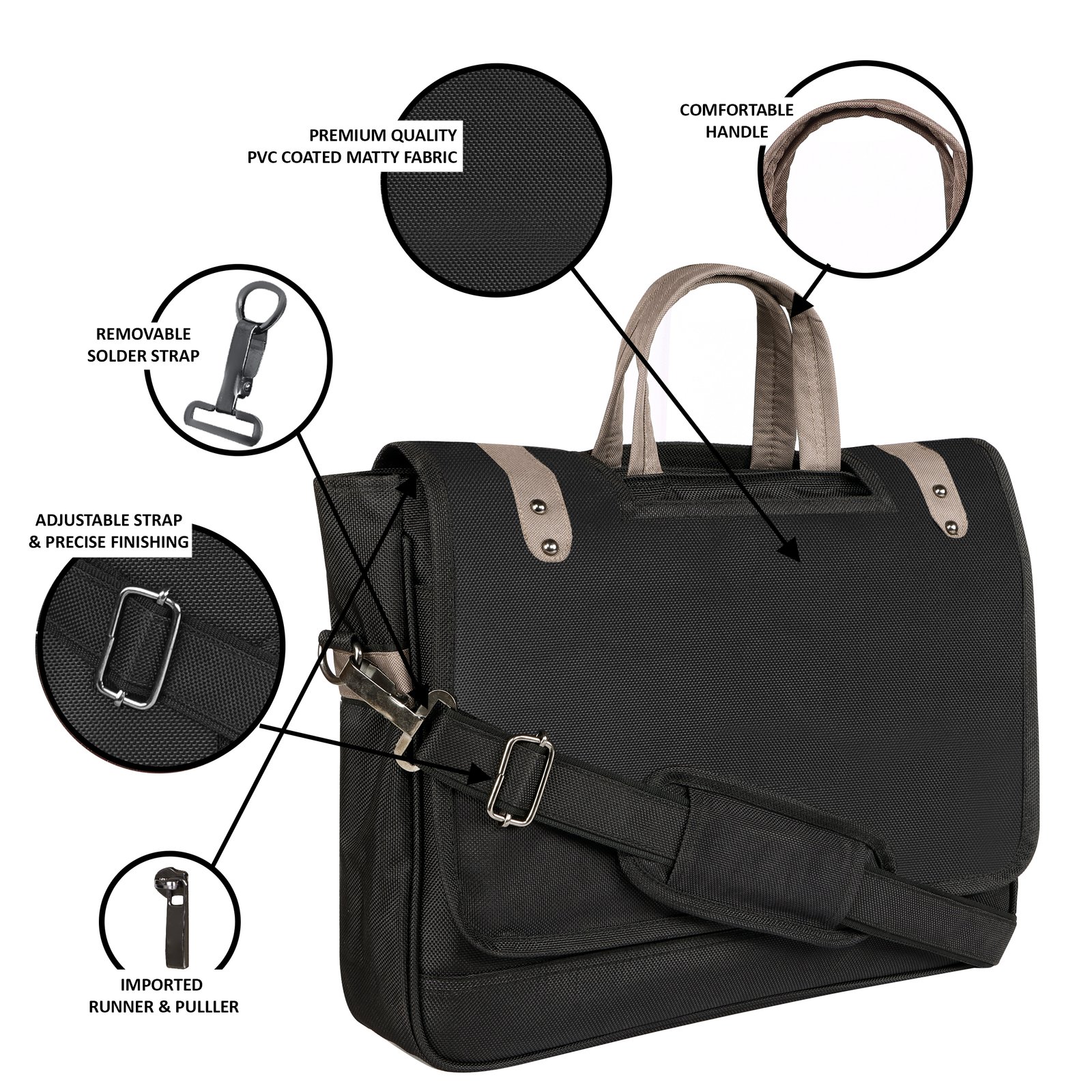 Black Color Linen fabric 10L Messenger Bag BG89