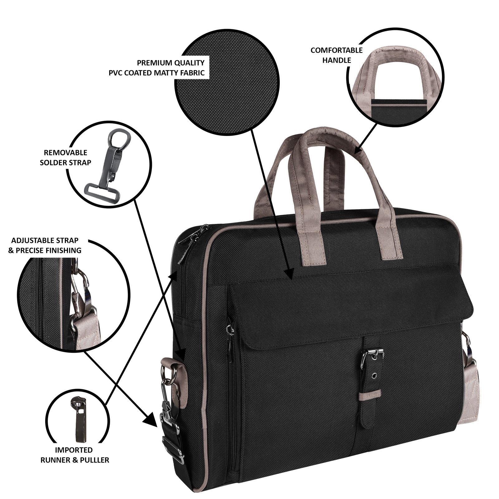 Black Color Linen fabric 10L Messenger Bag BG91