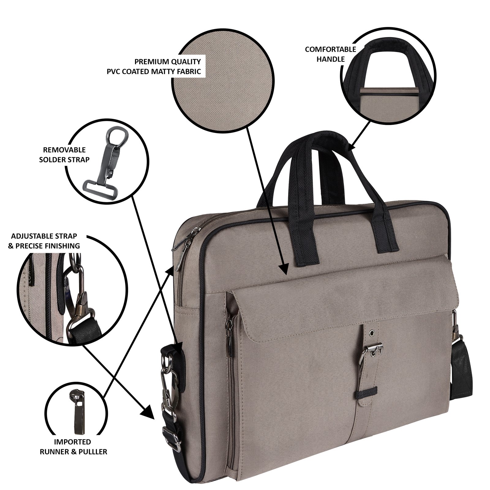 Grey Color Linen fabric 10L Messenger Bag BG92