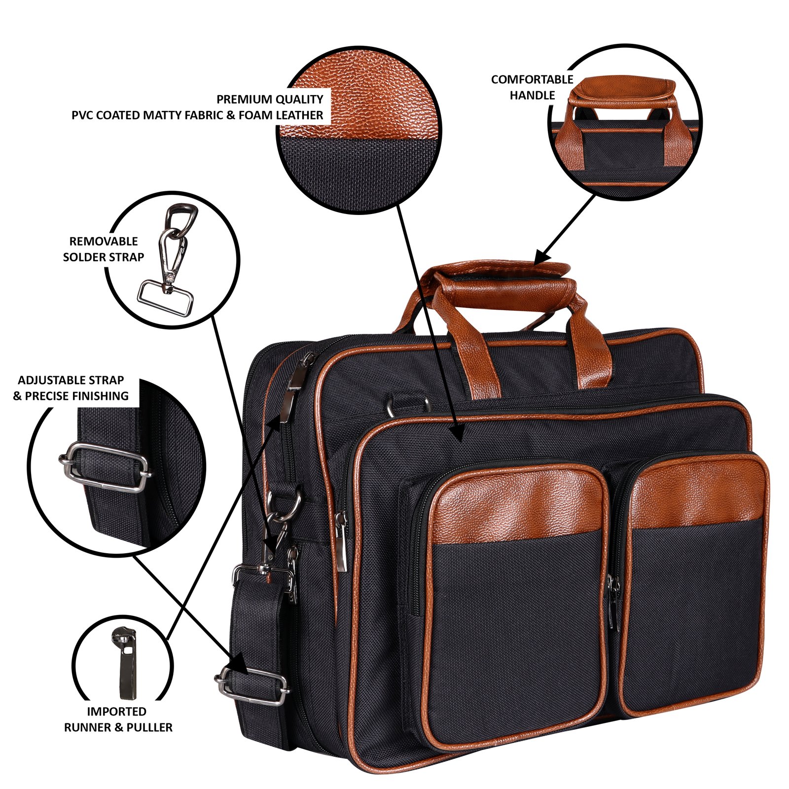 Black & Tan Color PVC Coated Fabric 28L Messenger Bag BG100