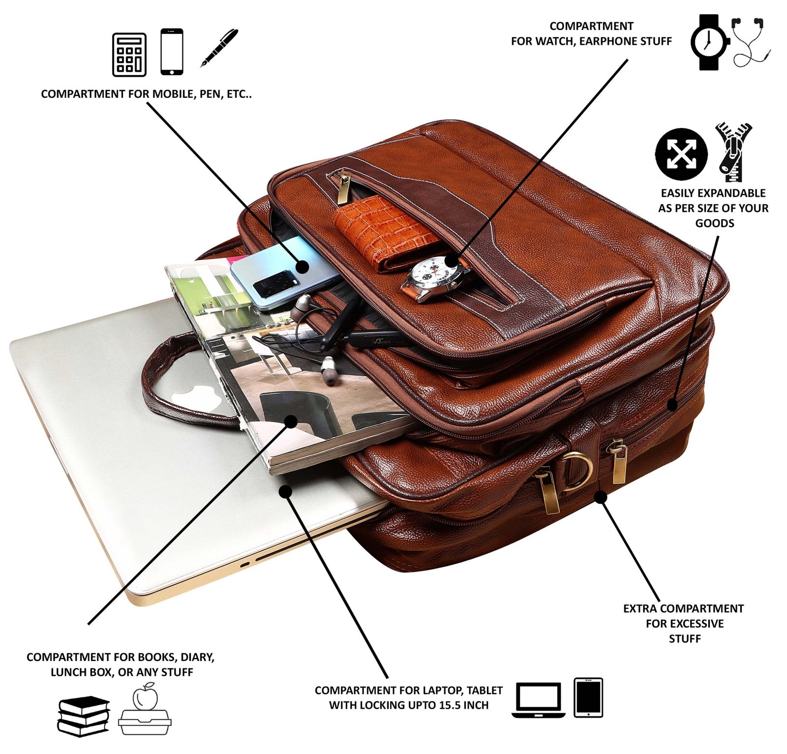 Tan & Brown Color Faux Leather 28L Messenger Bag BG103