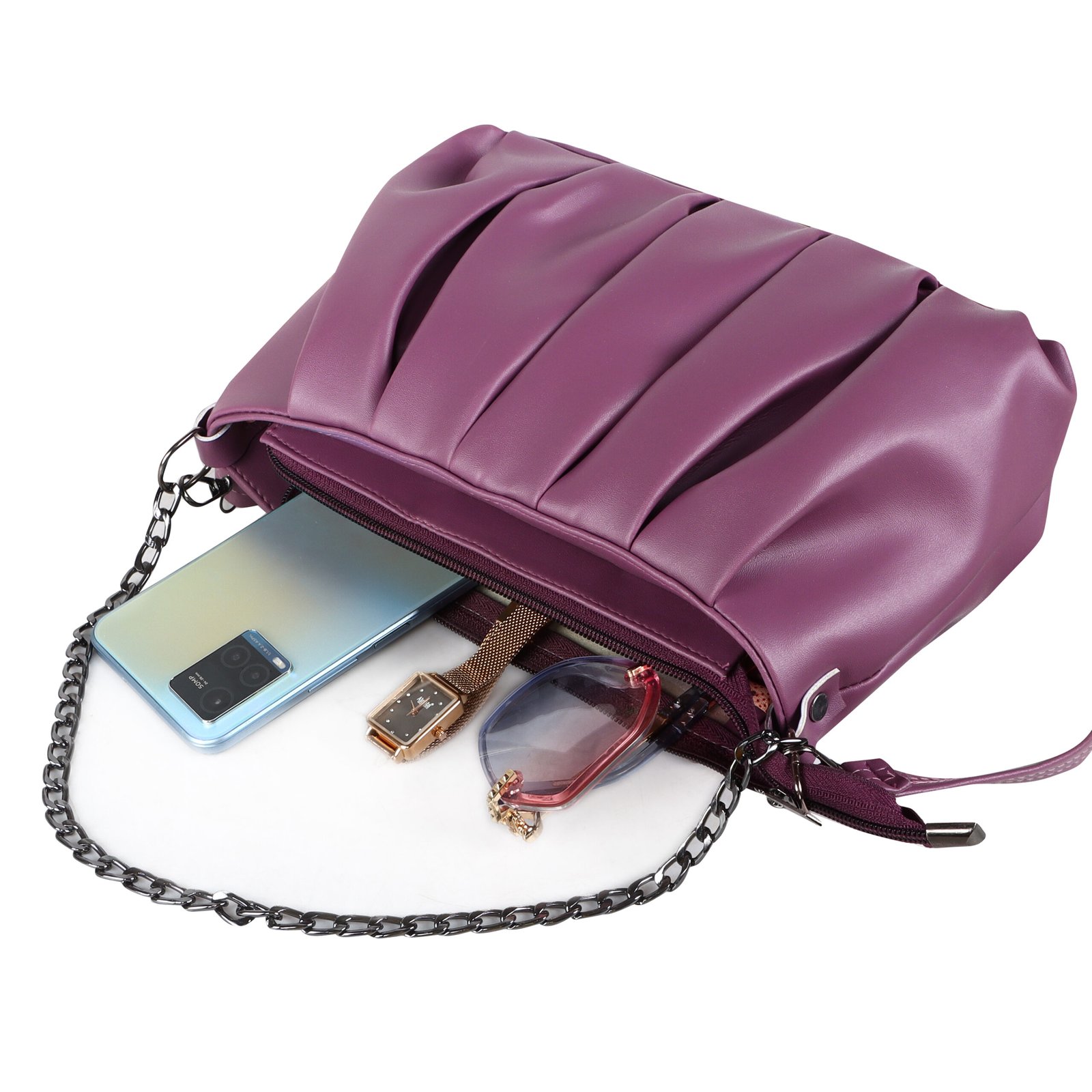 Purple Designer Faux Leather Handbag HB27