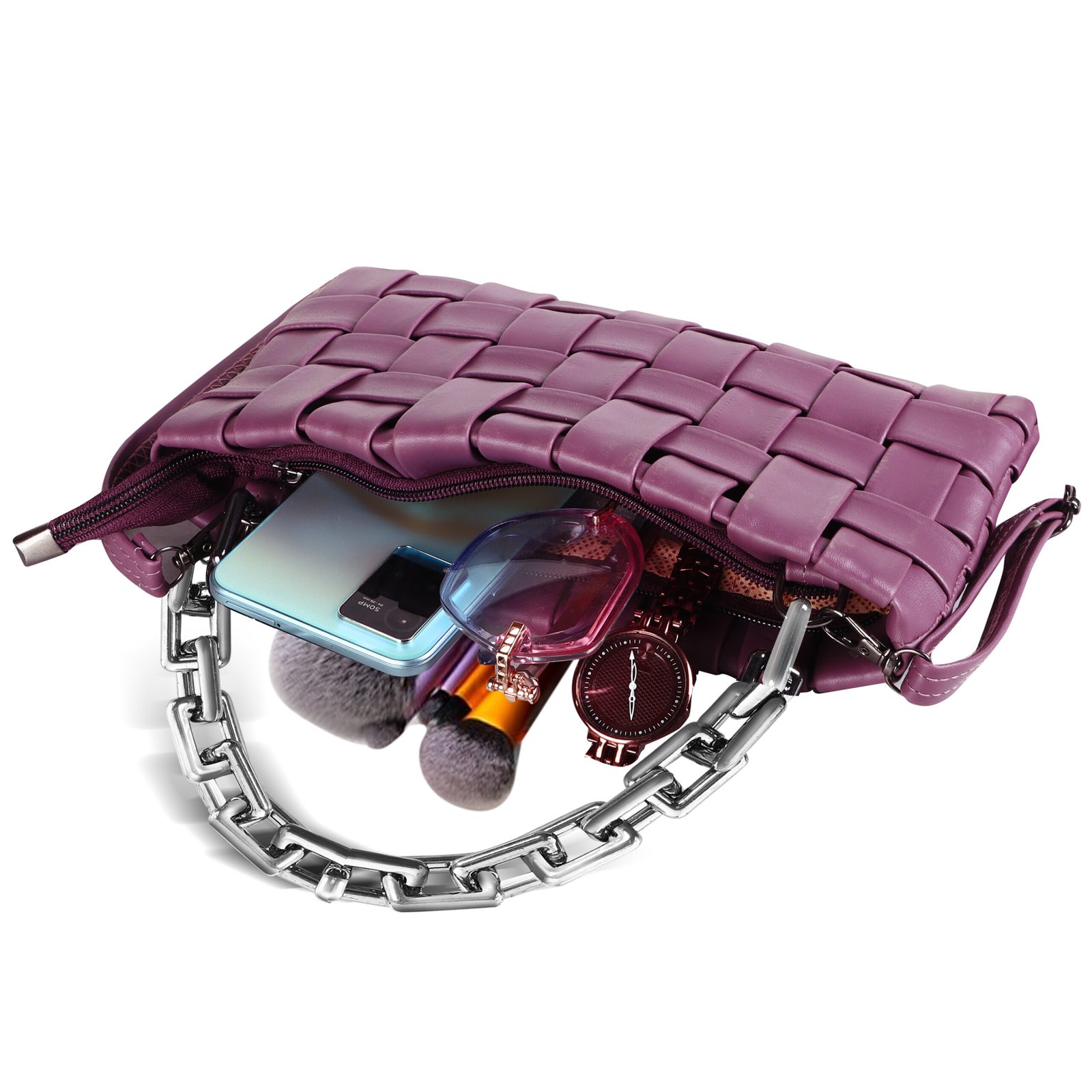 Purple Designer Faux Leather Handbag HB32