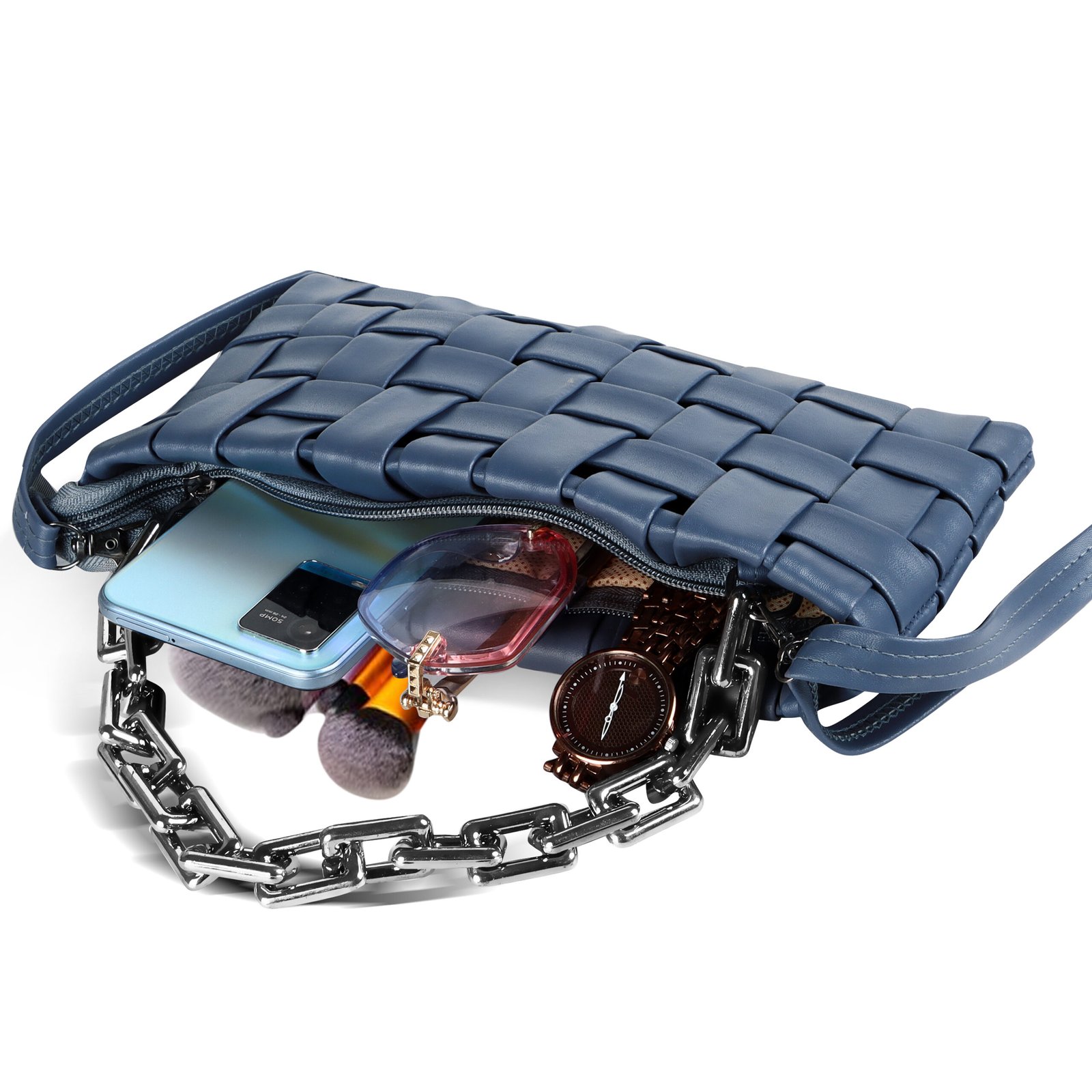 Blue Designer Faux Leather Handbag HB33