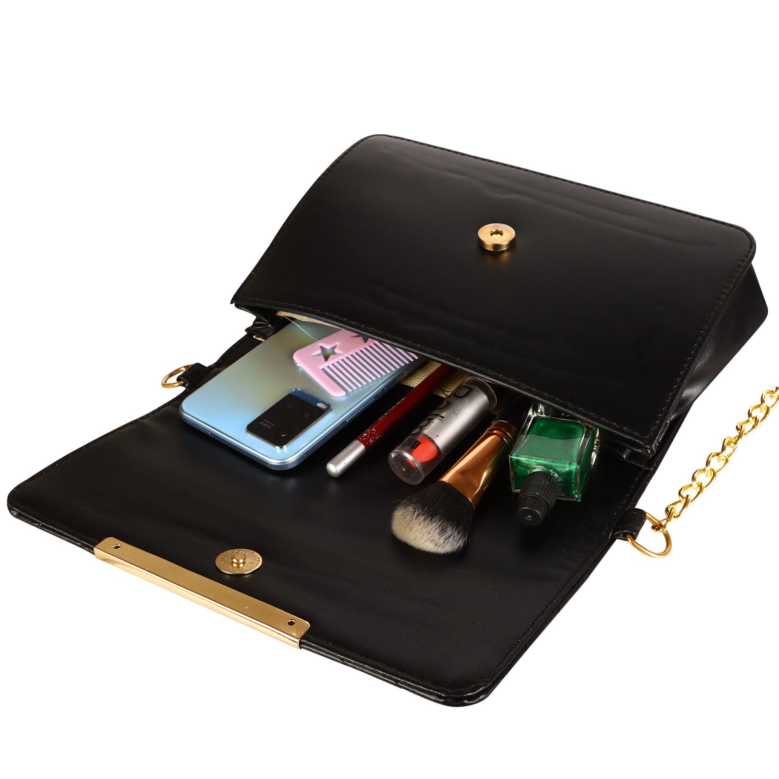 Black Designer Faux Leather Handbag HB37