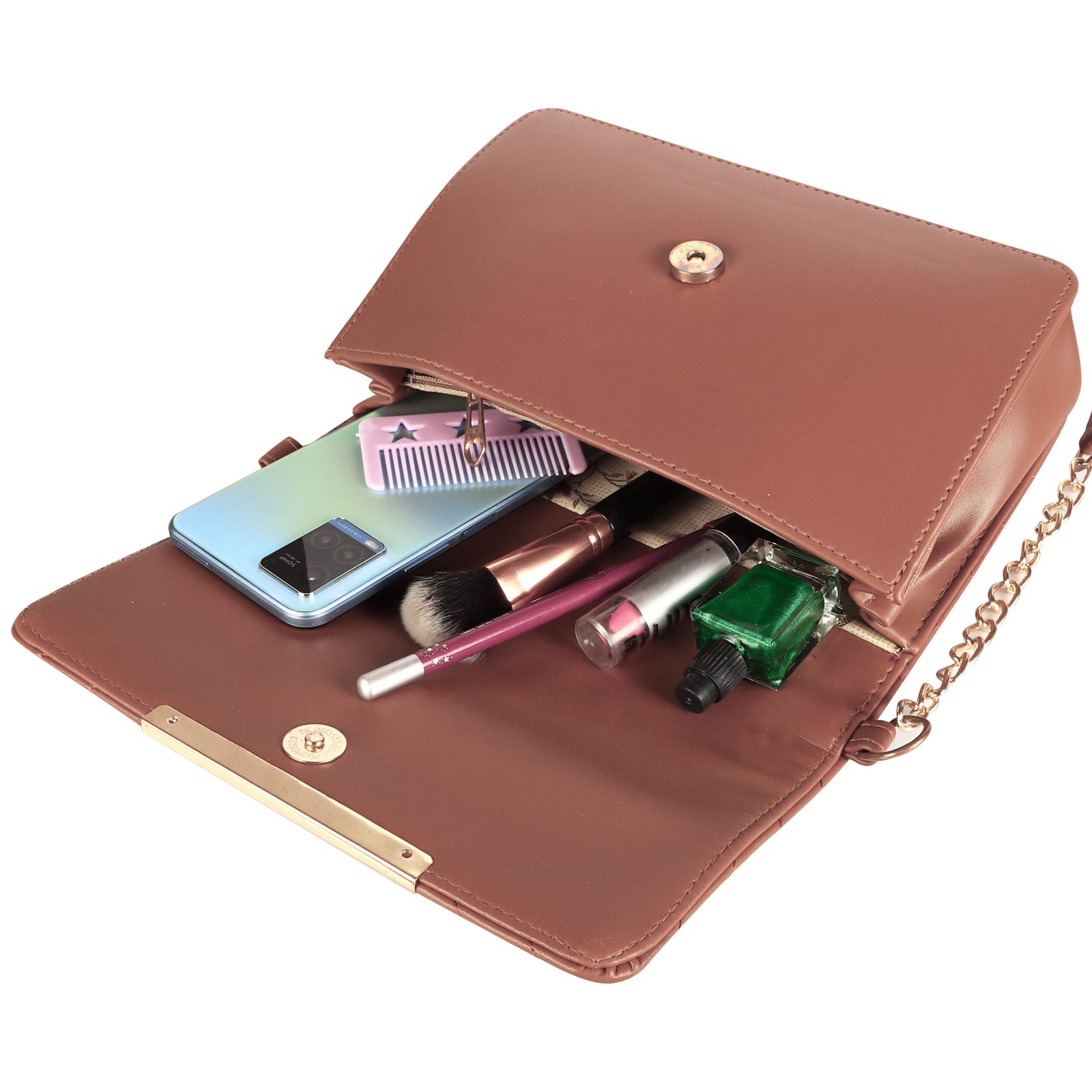 Brown Designer Faux Leather Handbag HB41