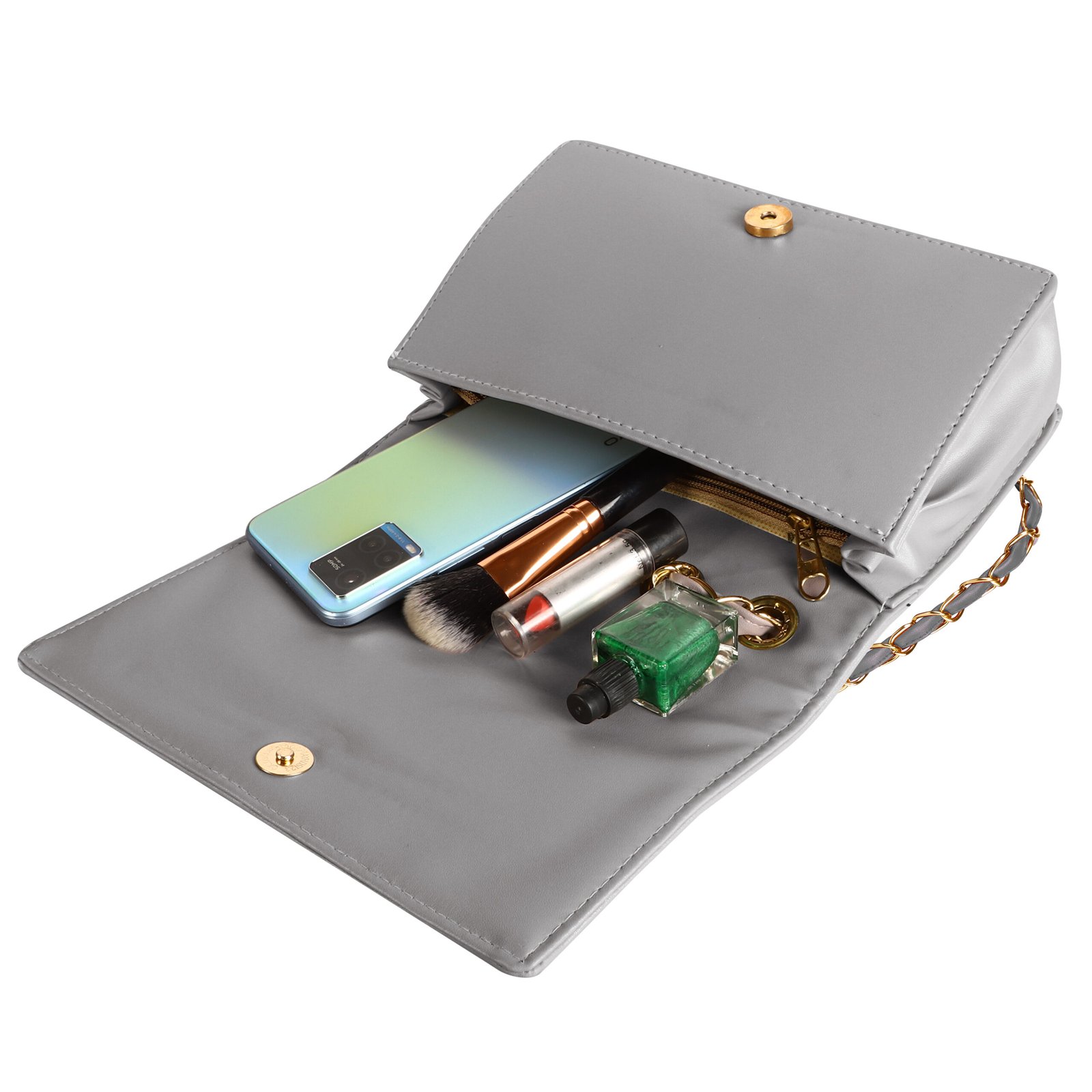 Grey Designer Faux Leather Handbag HB44