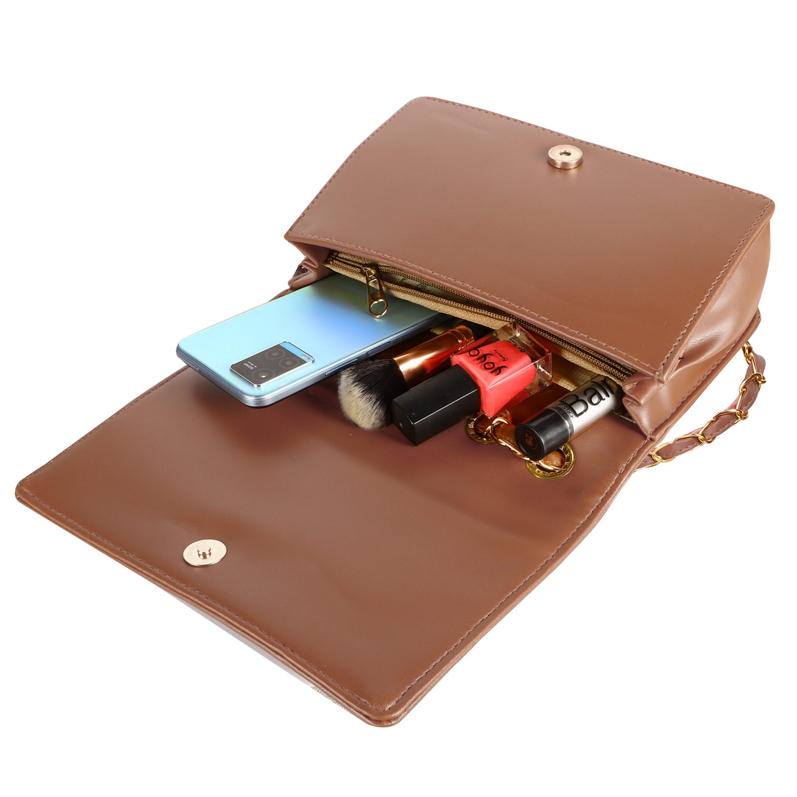 Brown Designer Faux Leather Handbag HB46