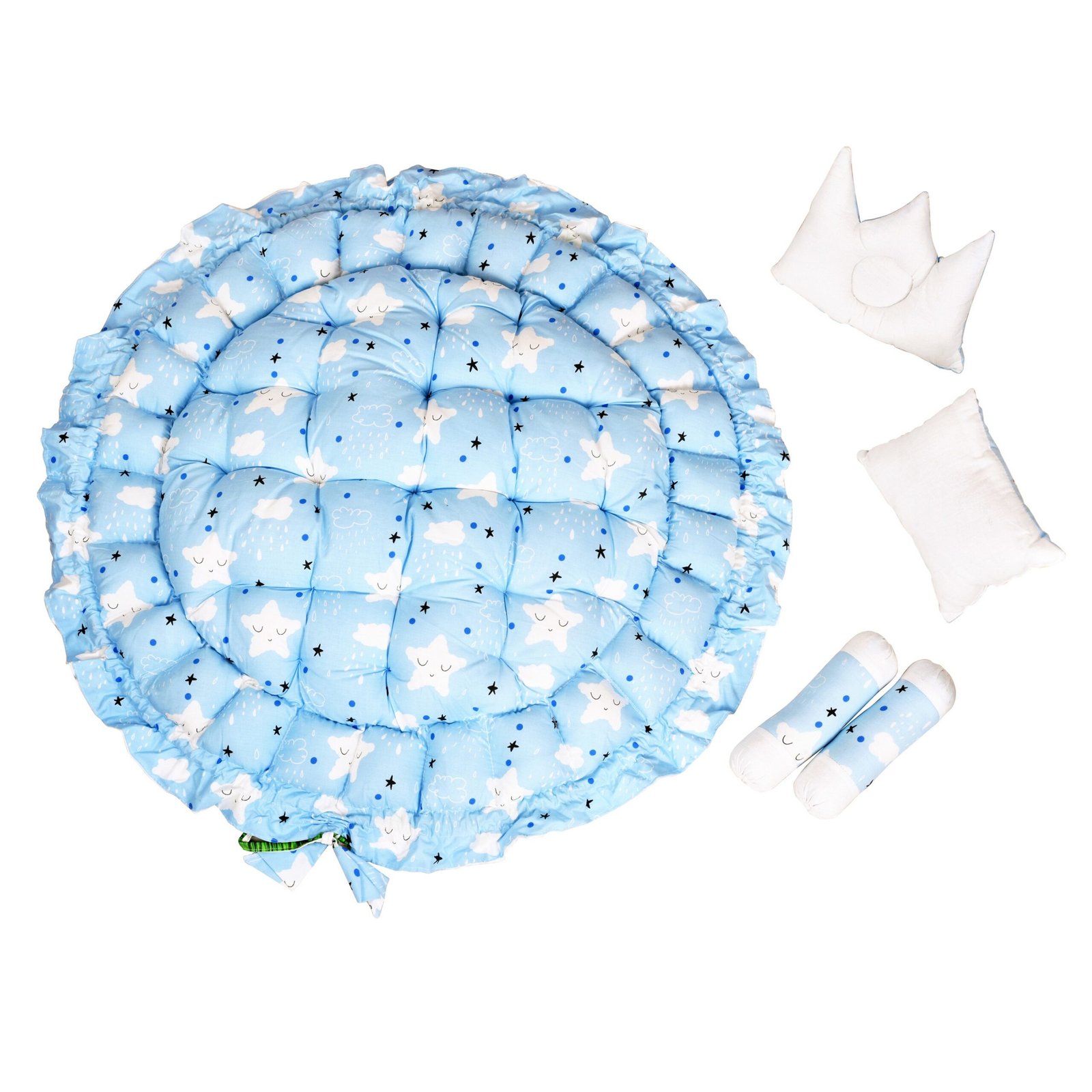 Multicolor 4 Pillows & Round shape Cotton Baby Bed BB09