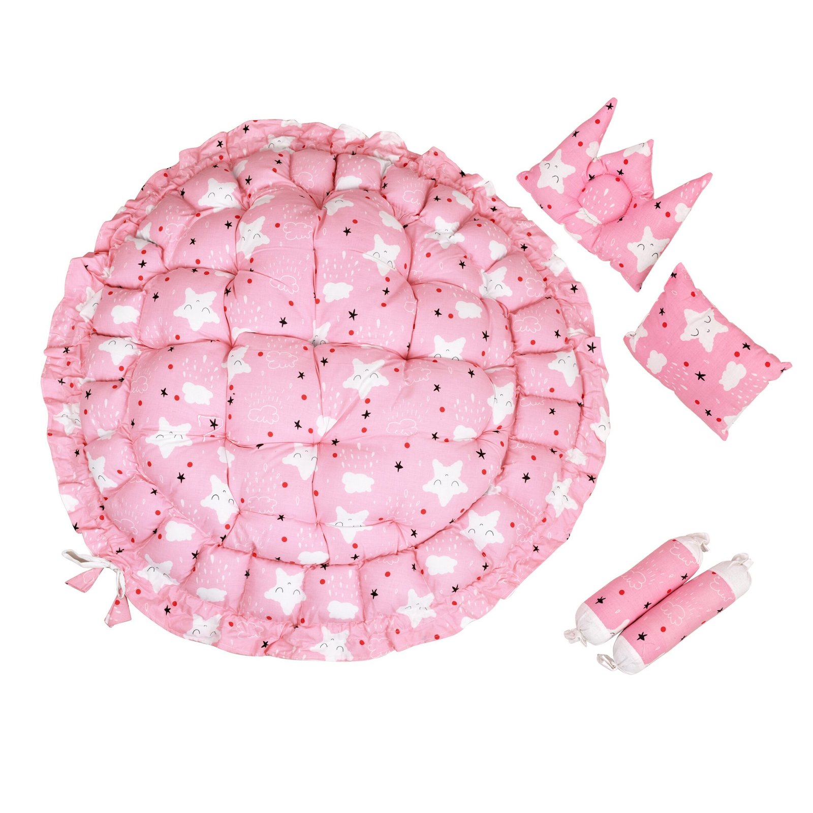 Multicolor 4 Pillows & Round shape Cotton Baby Bed BB10