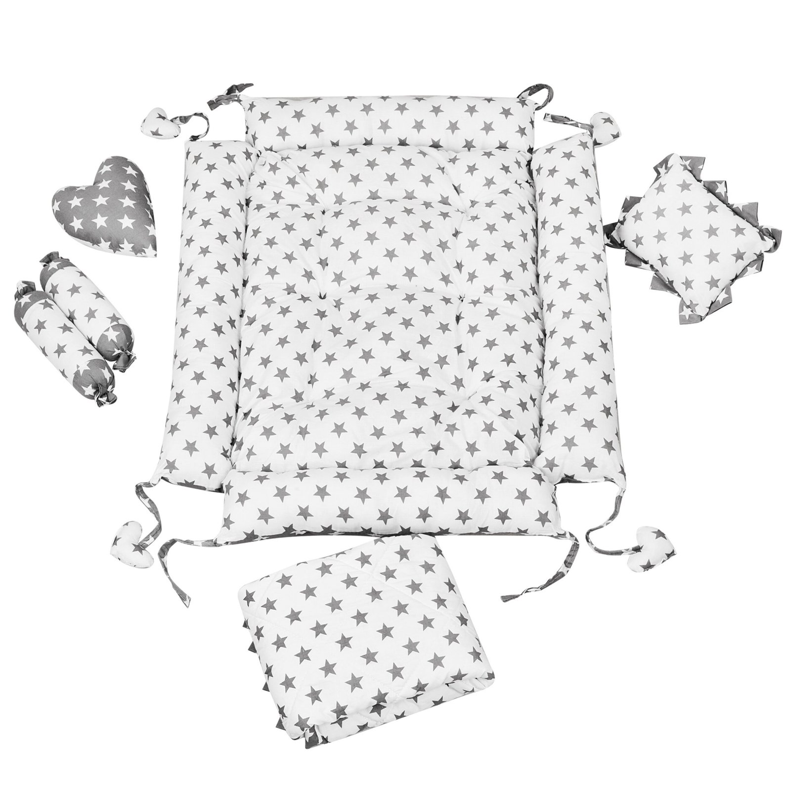 Grey 4 Pillows & Square shape Cotton Baby Bed BB12