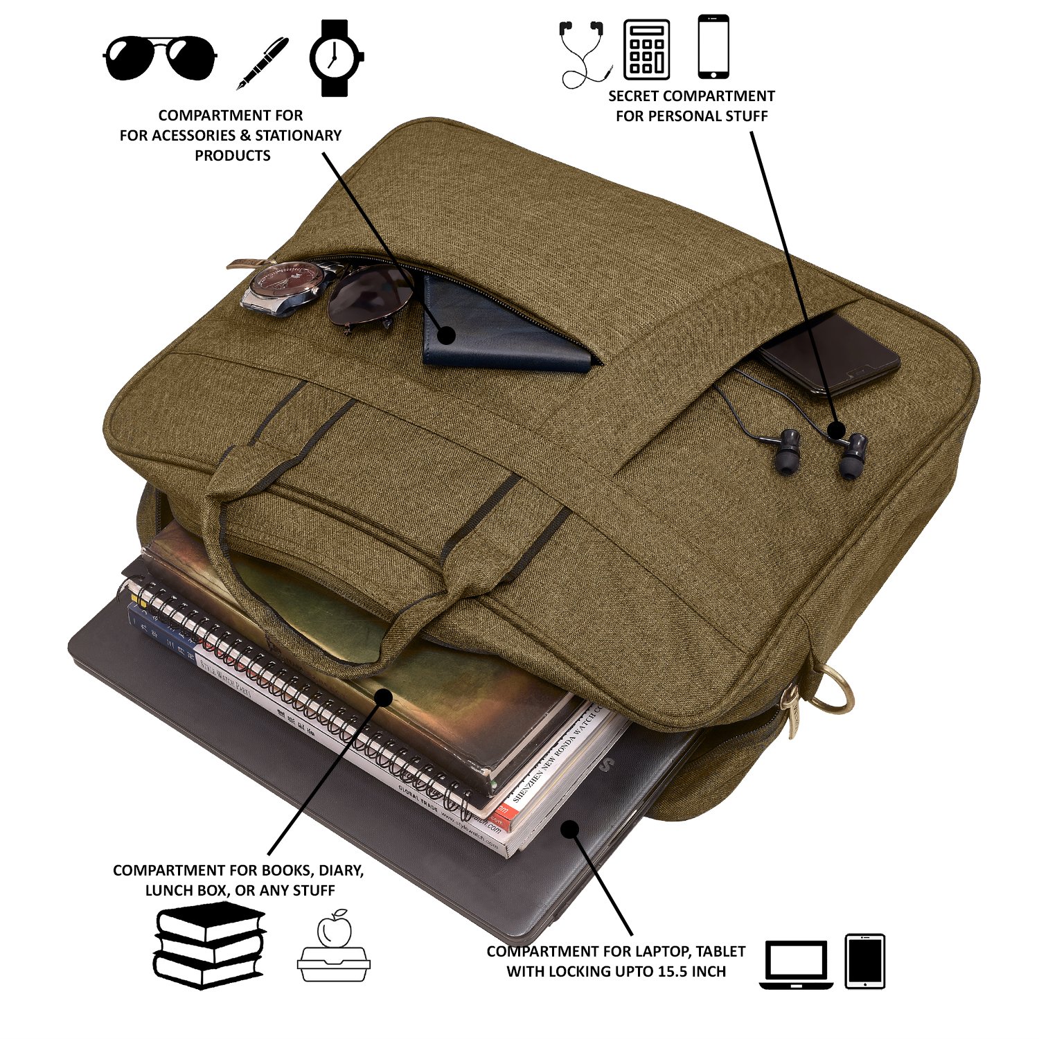 Khaki Color Linen 10L Messenger Bag BG21