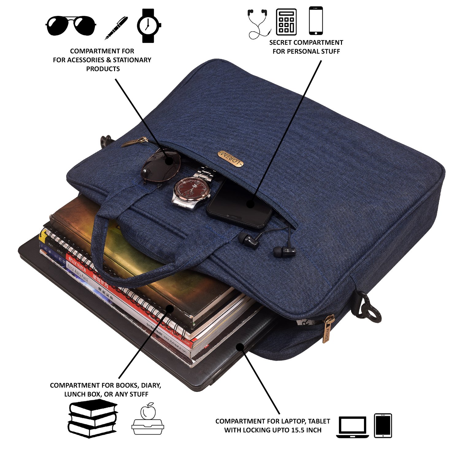 Blue Color Linen 10L Messenger Bag BG29