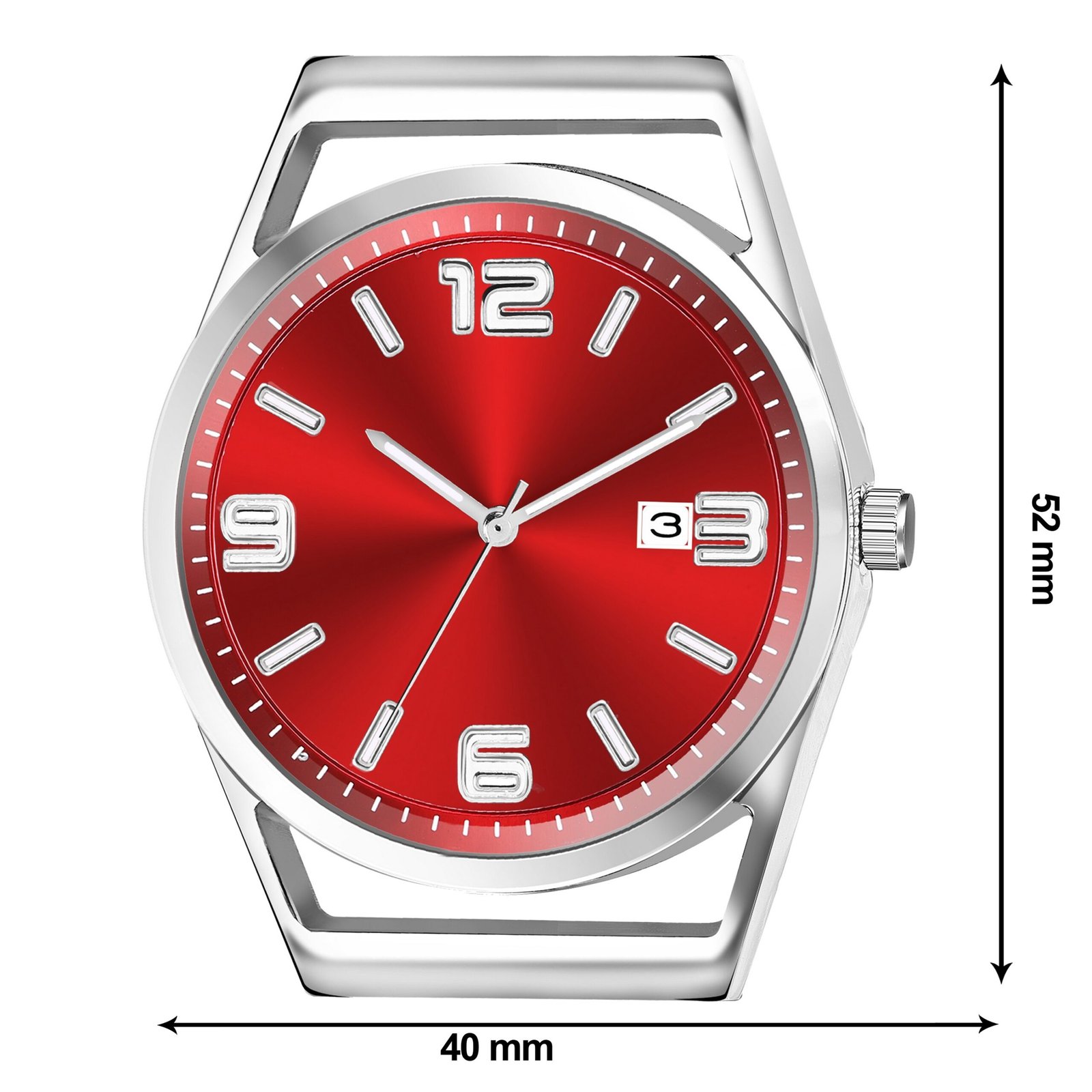 Red Dial Date Function Analog Watch For Men LR156