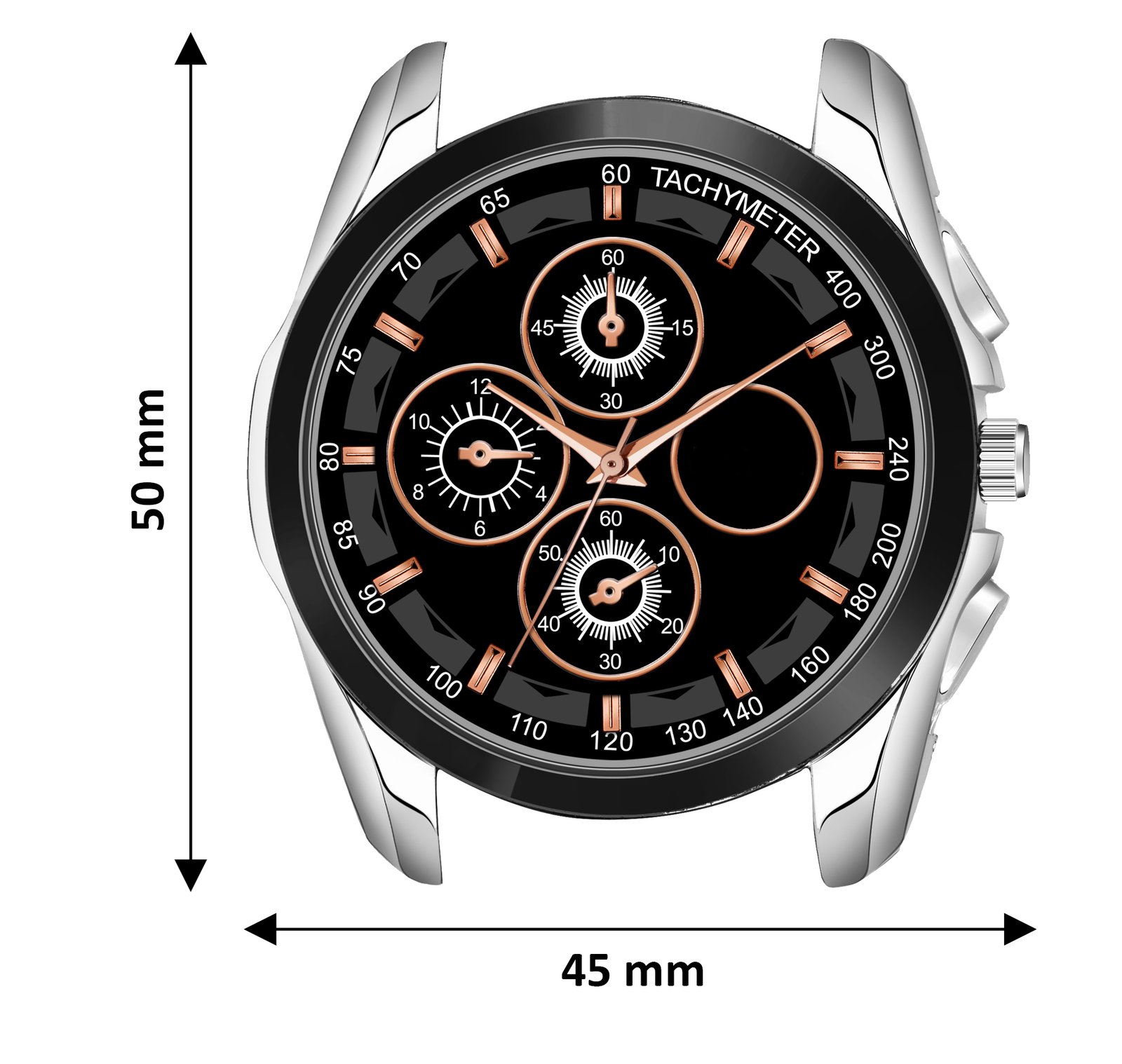 Black & Silver Dummy Chronograph Metal Analog Watch For Men LR114