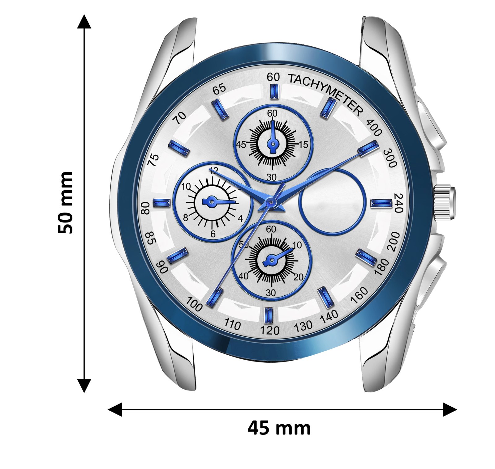 Blue & Silver Dummy Chronograph Metal Analog Watch For Men LR117
