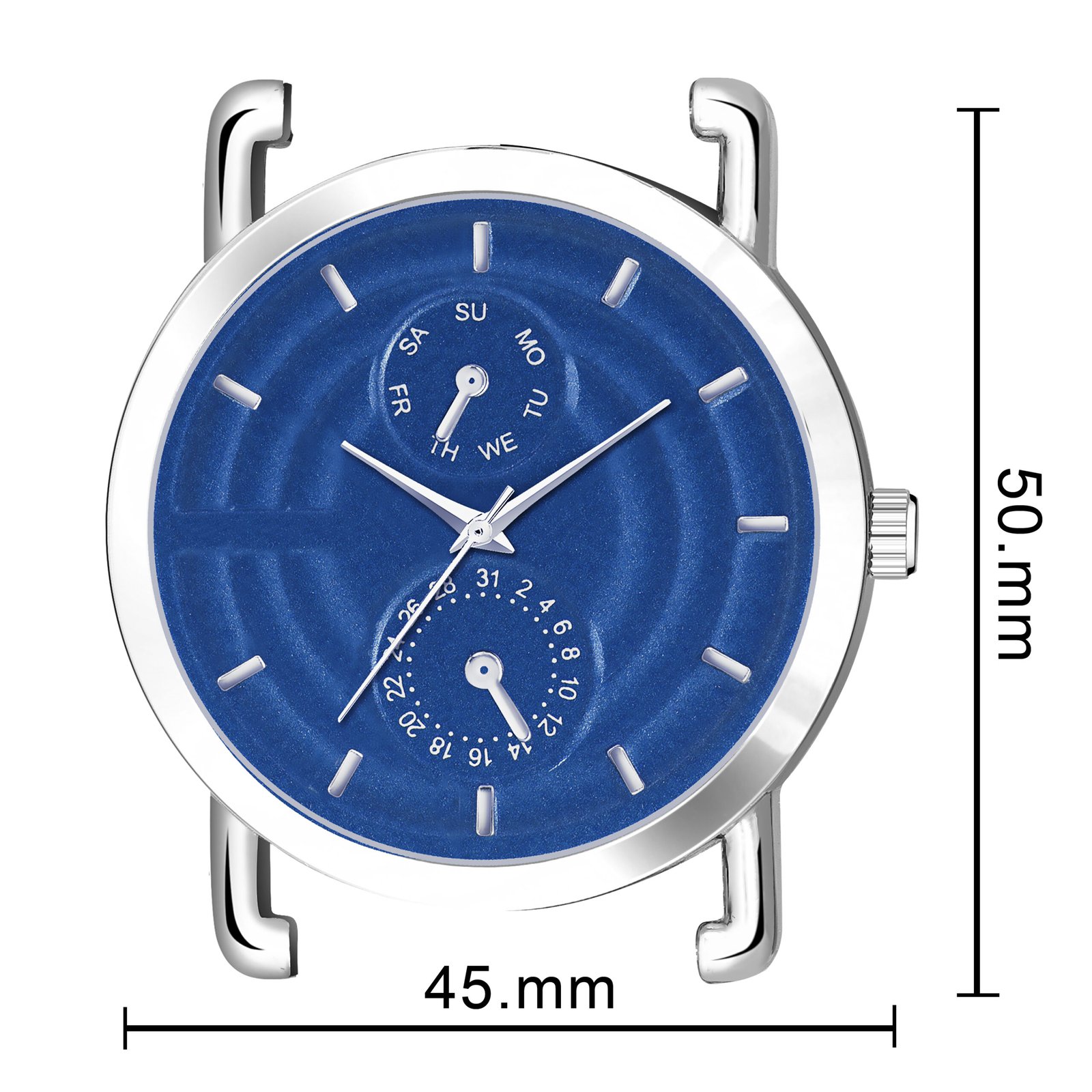 Blue 3D Embossed Stainless Steel Analog Watch For Men LR122